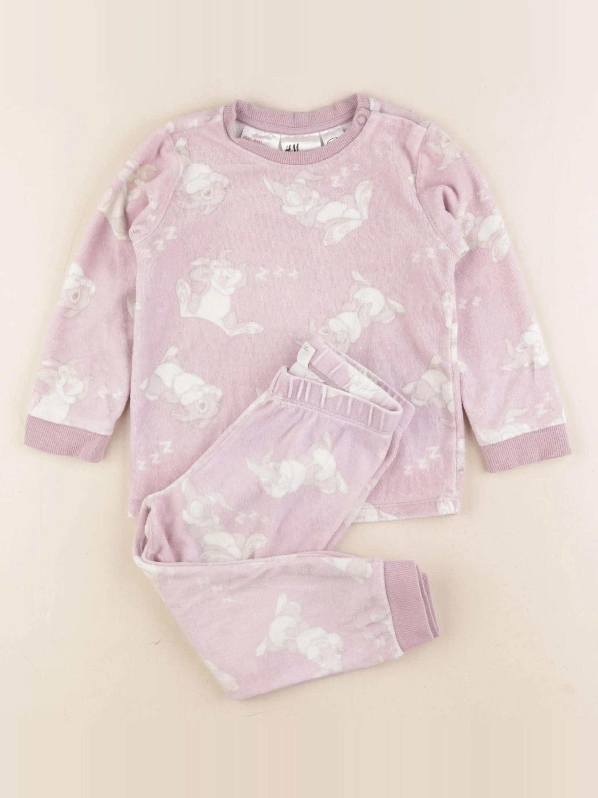 H&M - pyjama velours rose - 18/24 mois
