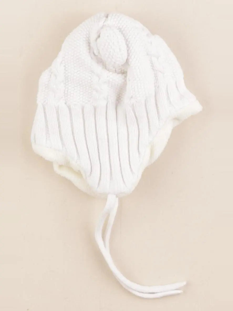 H&M - bonnet blanc - 2/6 mois