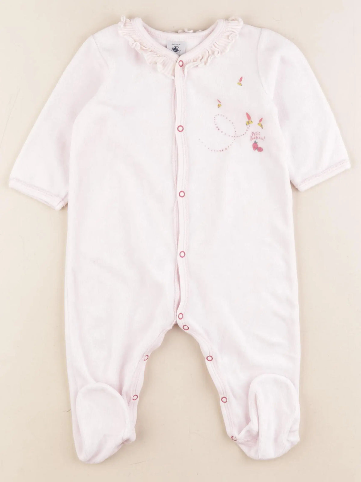 Petit Bateau - pyjama velours rose - 9 mois