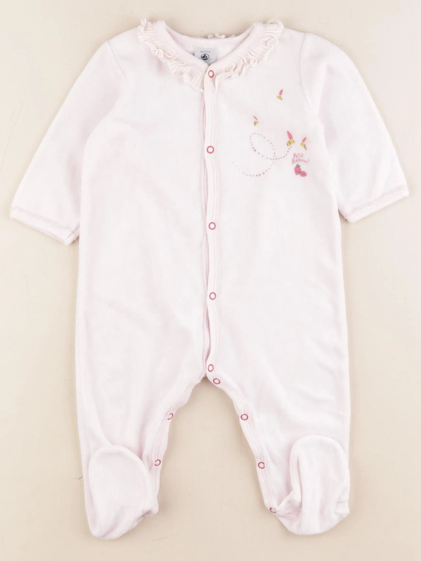 Petit Bateau - pyjama velours rose - 9 mois