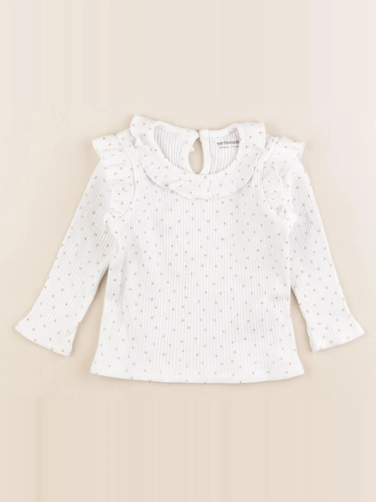 Vertbaudet - tee-shirt blanc, or - 9 mois