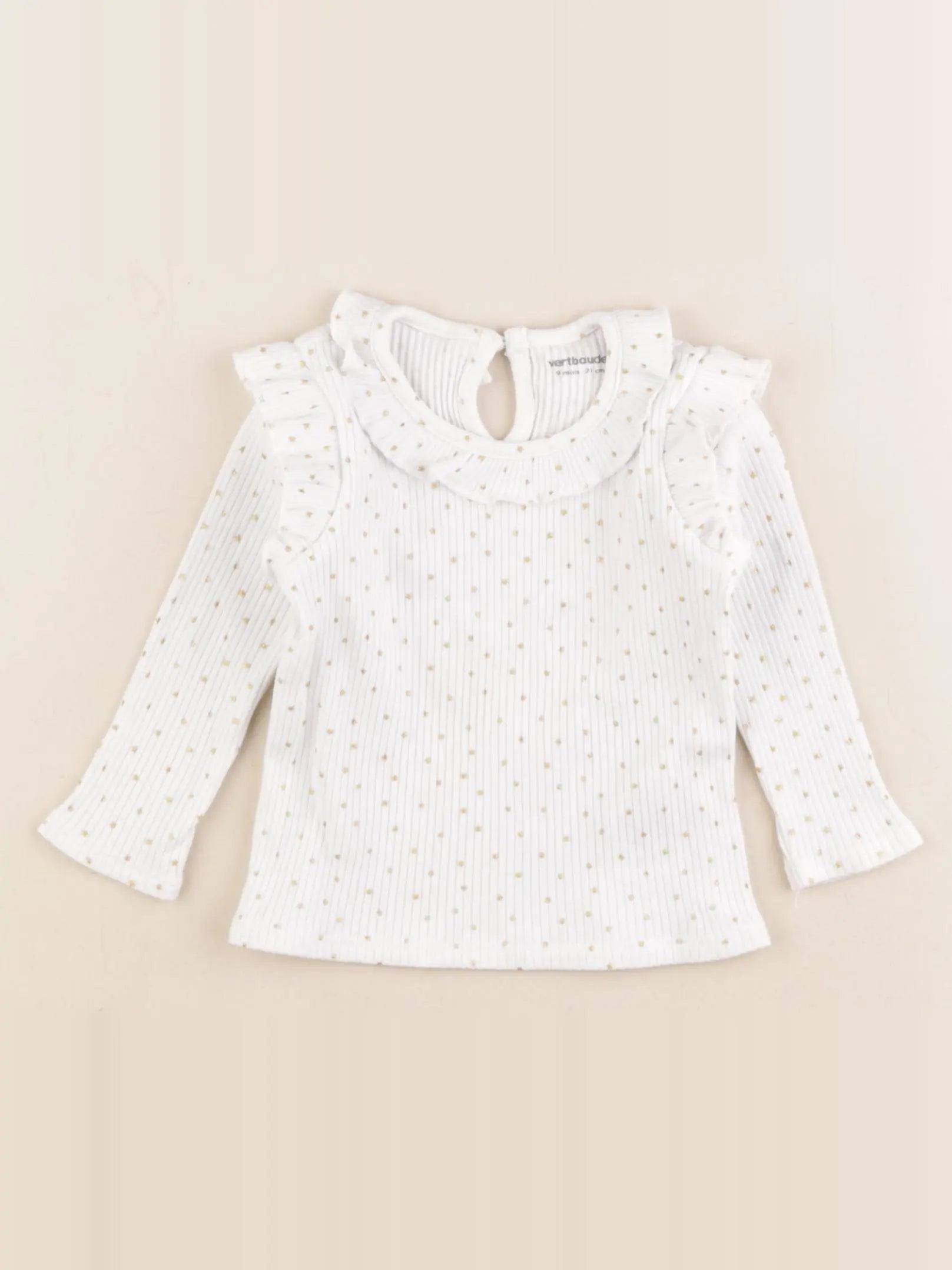 Vertbaudet - tee-shirt blanc, or - 9 mois
