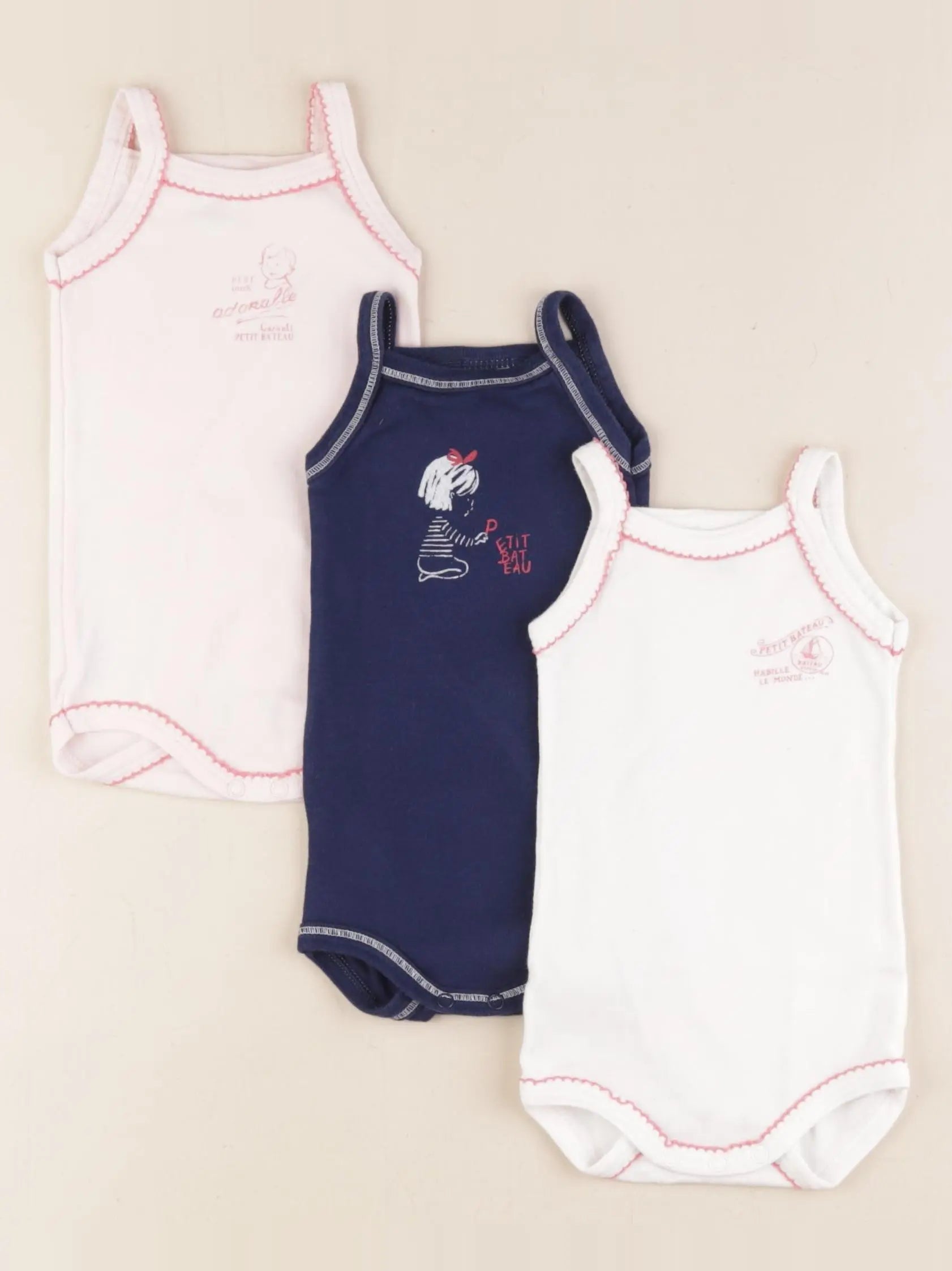 Petit Bateau - lot de 3 bodies en coton multicolore - 3 mois