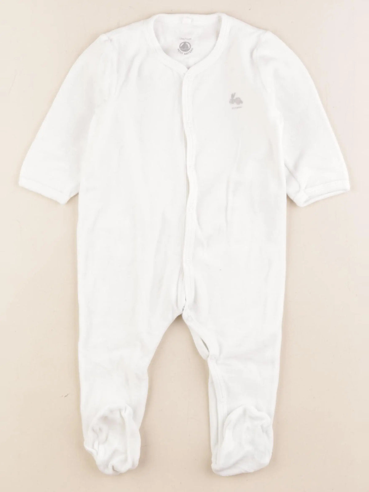 Petit Bateau - pyjama velours blanc - 12 mois