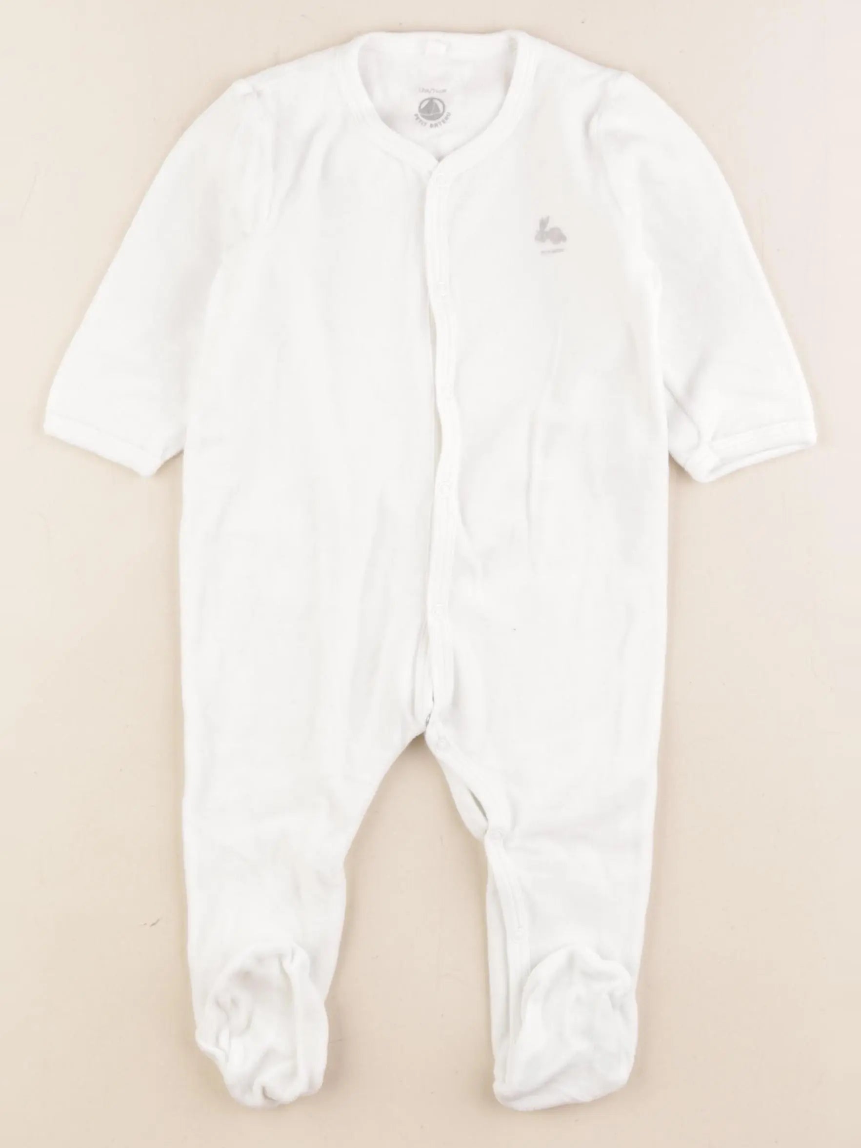 Petit Bateau - pyjama velours blanc - 12 mois