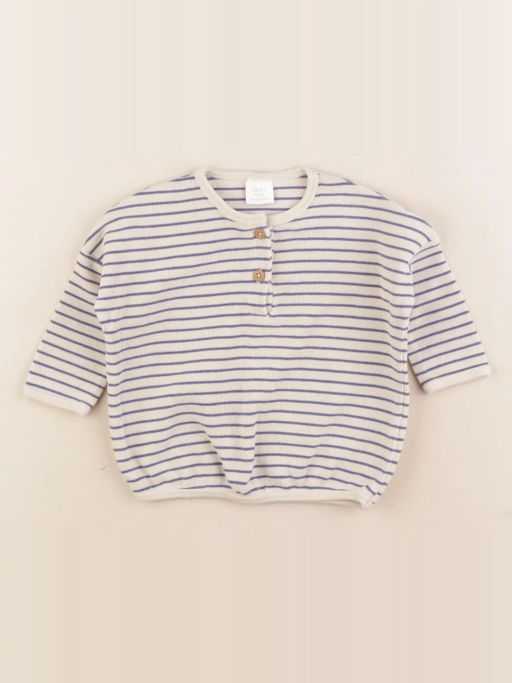 Next - tee-shirt beige, bleu - 3/6 mois