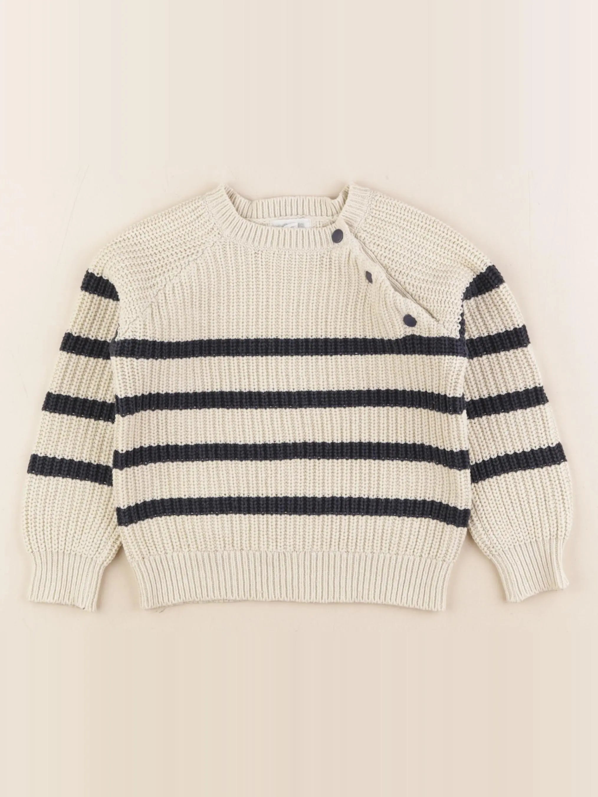 Vertbaudet - pull bleu, blanc - 4 ans