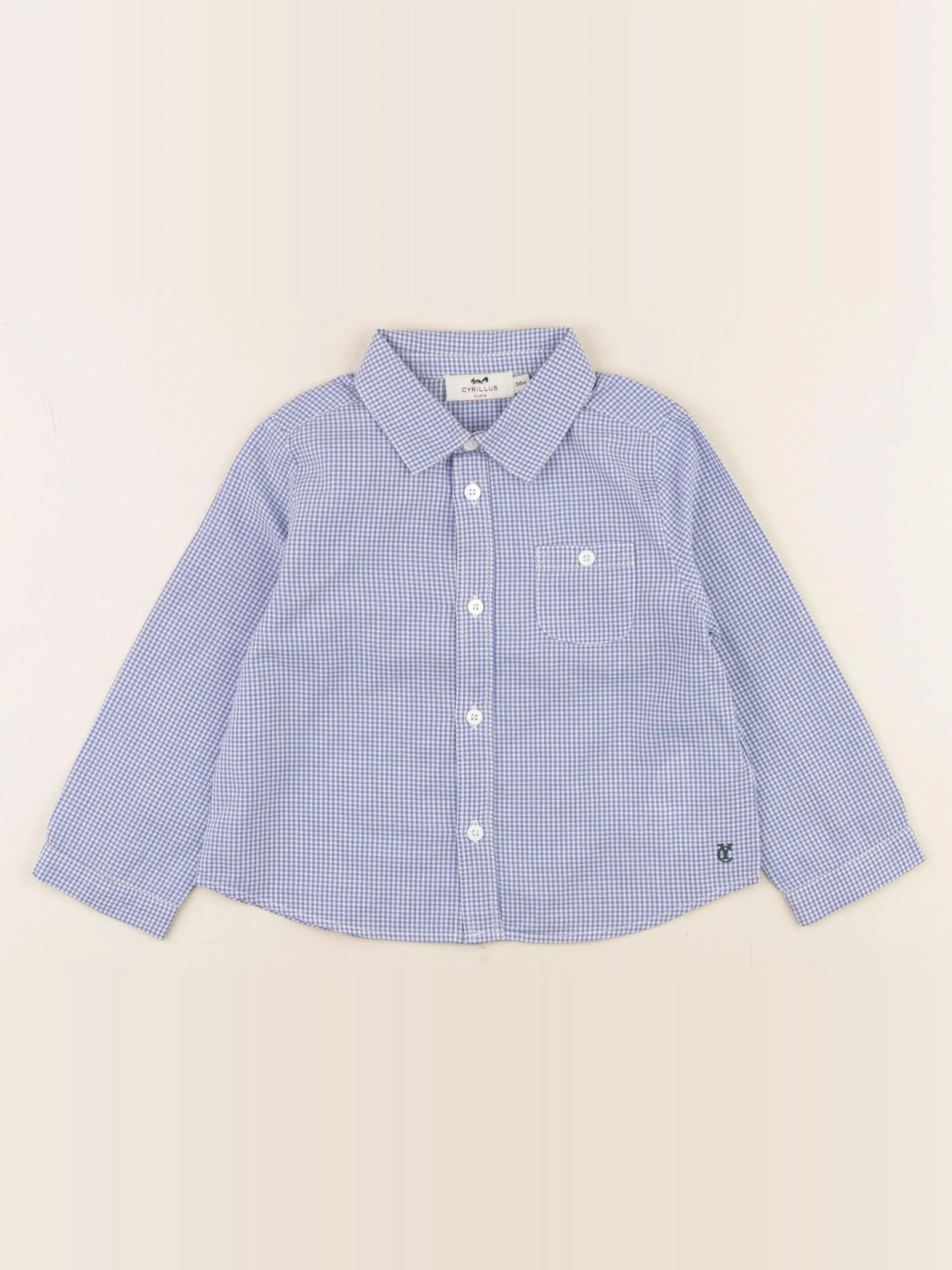 Cyrillus - chemise blanc, bleu - 3 ans