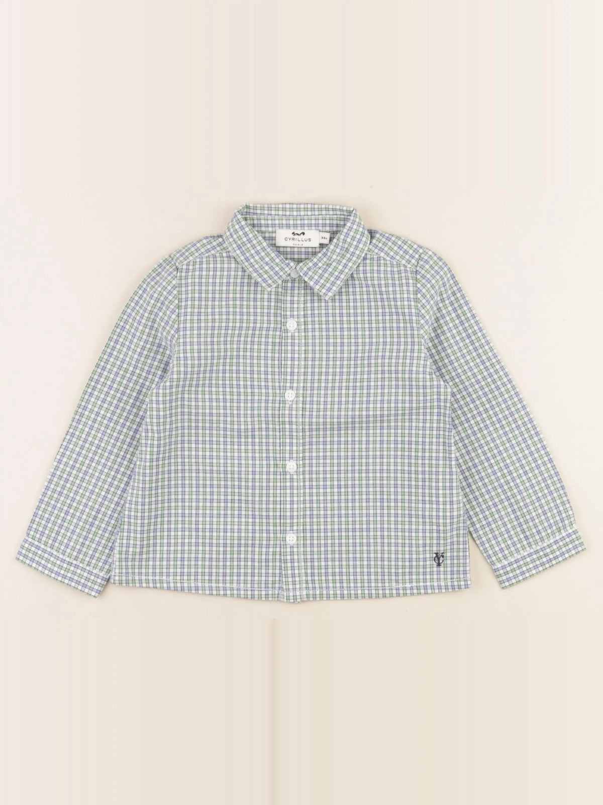 Cyrillus - chemise bleu, vert - 3 ans