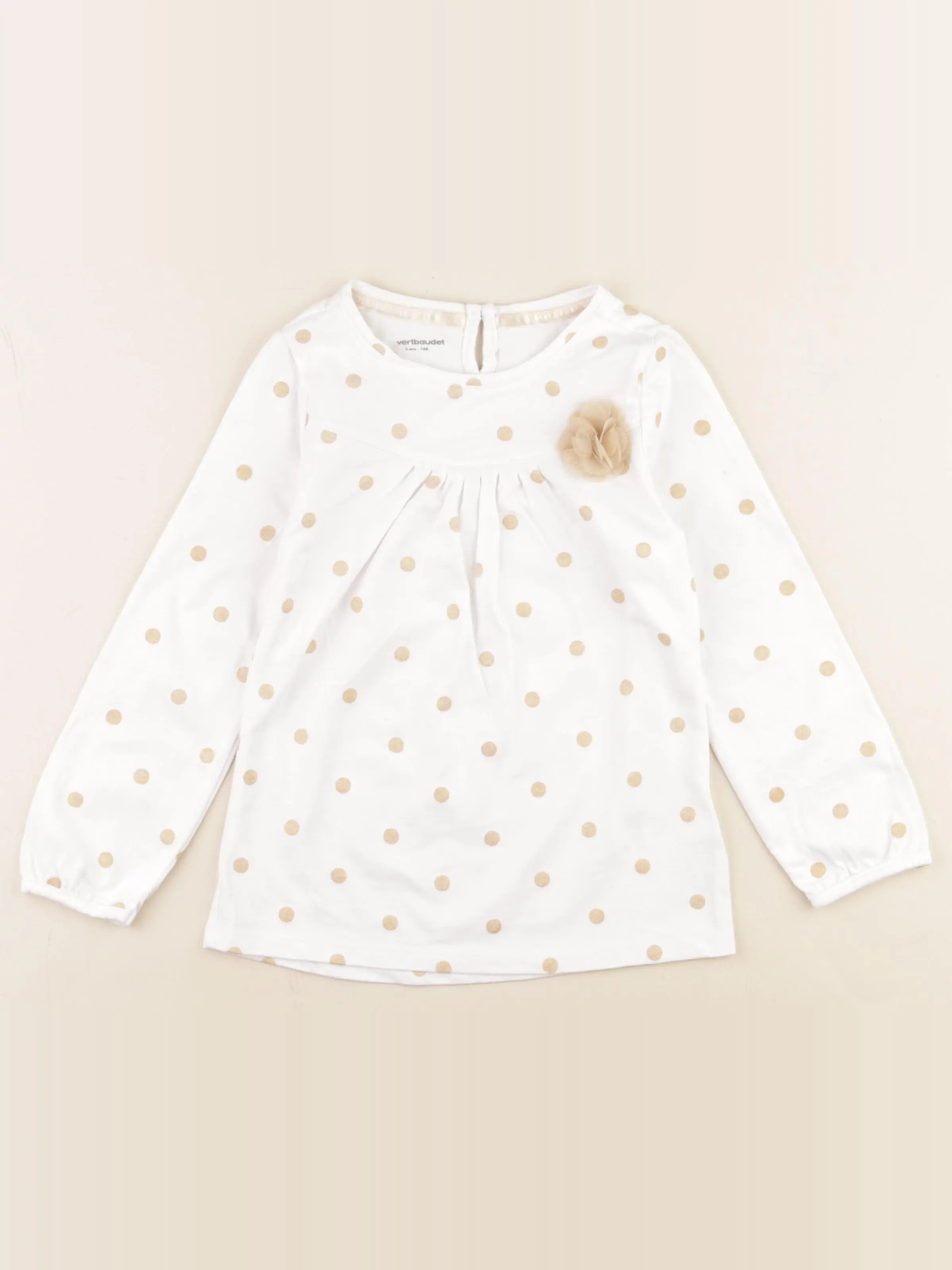 Vertbaudet - tee-shirt blanc, or - 5 ans