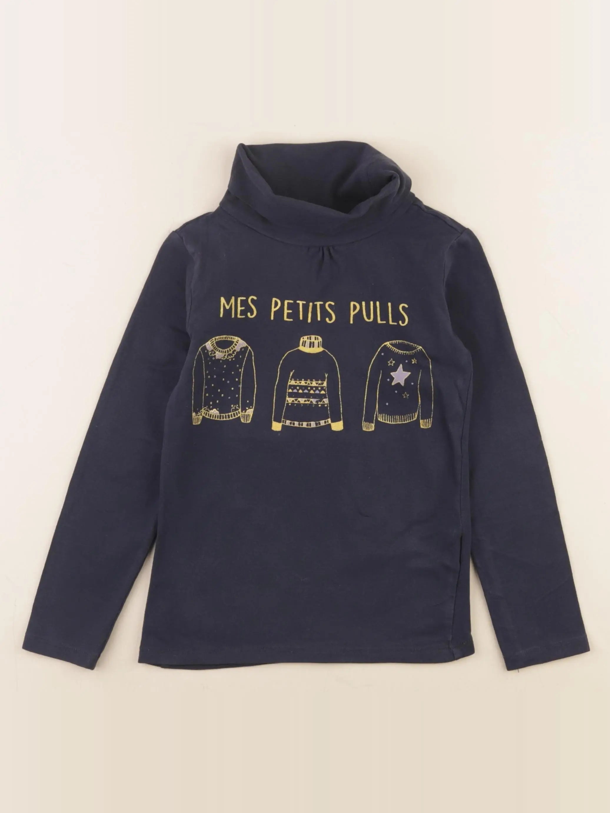 Vertbaudet - sous-pull bleu, or - 6 ans