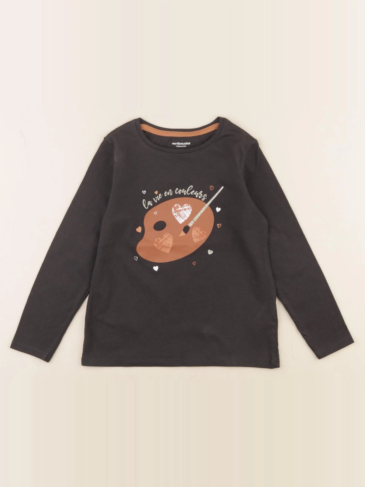 Vertbaudet - tee-shirt gris, or - 5 ans