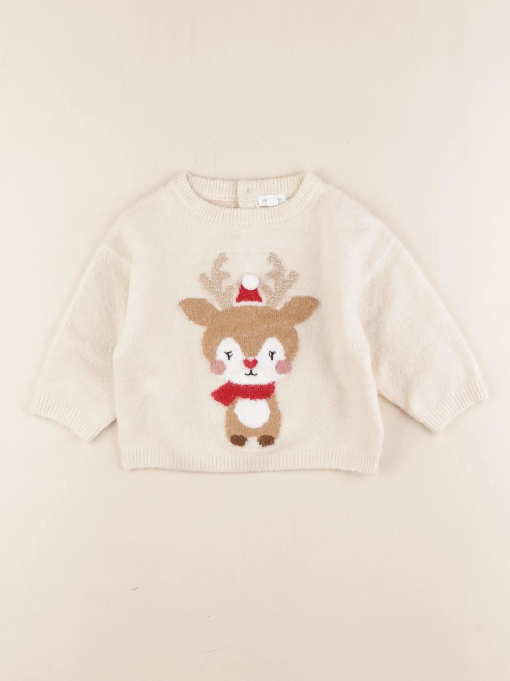 Vertbaudet - pull beige, or - 9 mois
