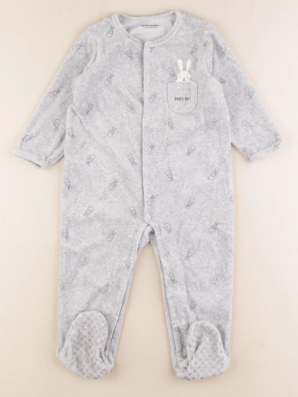 Vertbaudet - pyjama velours gris - 2 ans