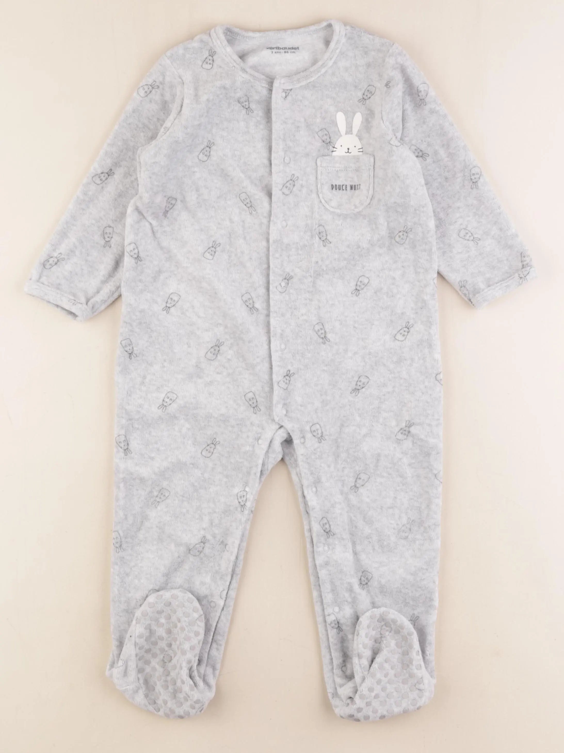 Vertbaudet - pyjama velours gris - 2 ans