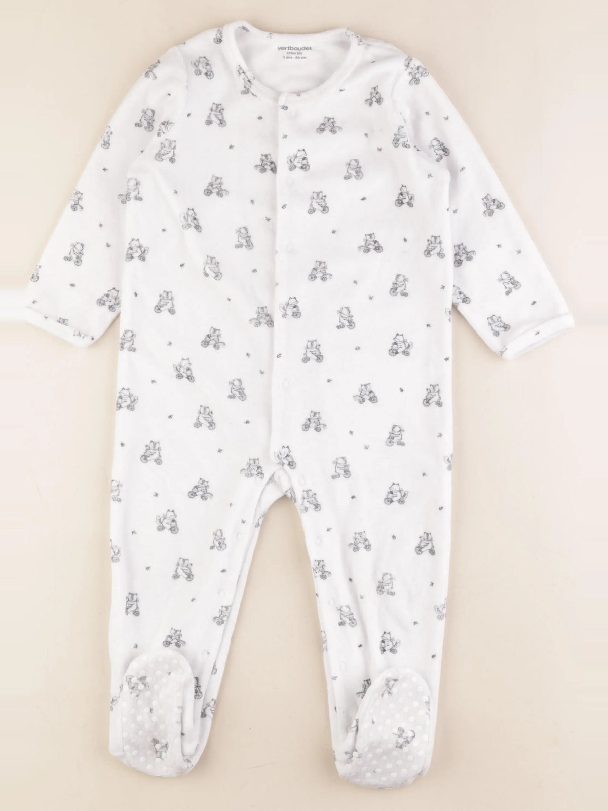 Vertbaudet - pyjama velours blanc - 2 ans