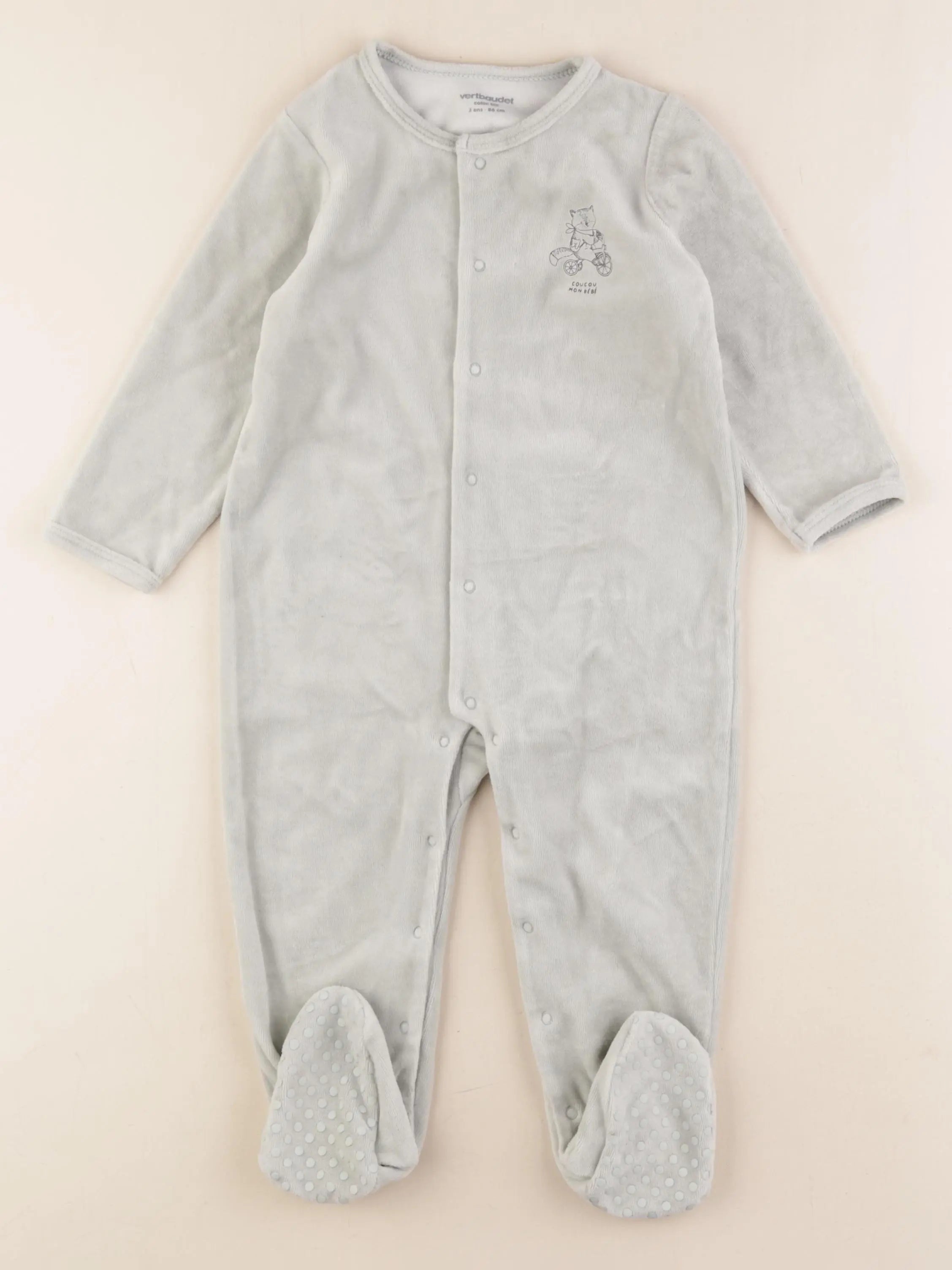 Vertbaudet - pyjama velours vert - 2 ans