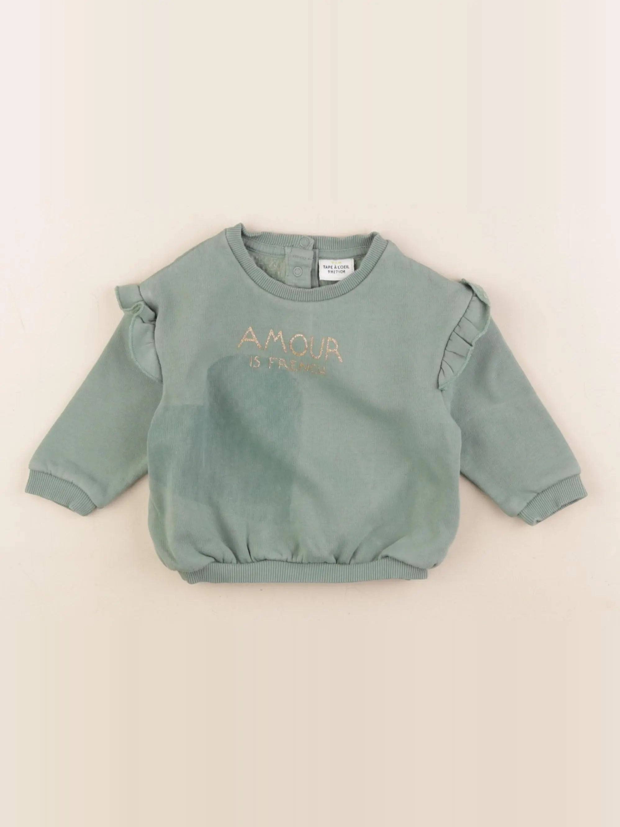 Tape à l'oeil - sweat vert, or - 9 mois