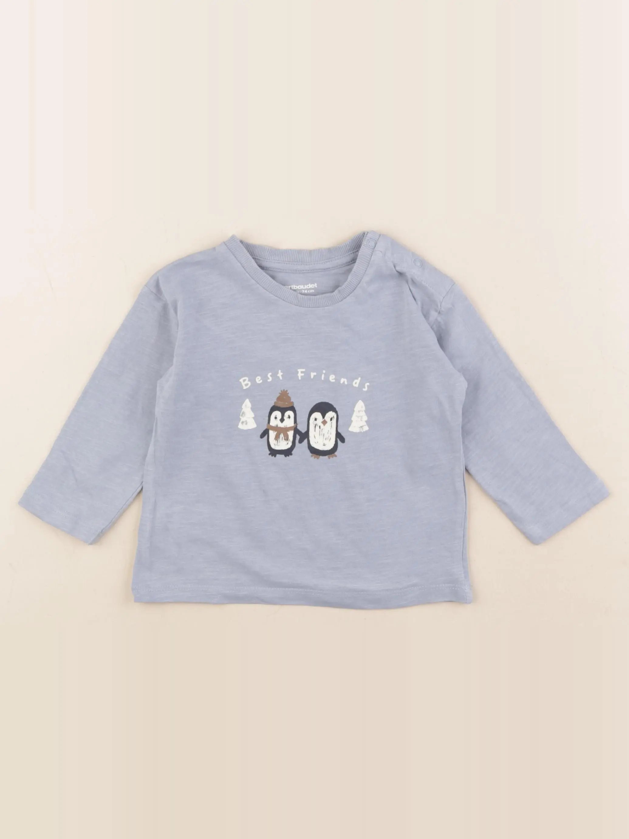Vertbaudet - tee-shirt bleu - 12 mois