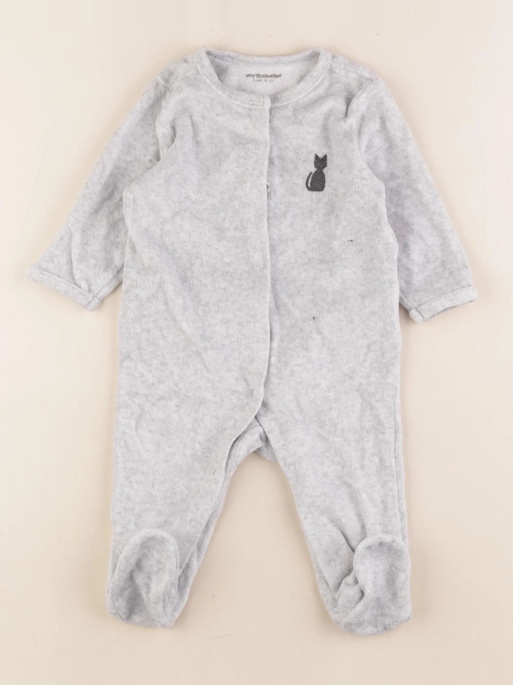 Vertbaudet - pyjama velours gris - 6 mois