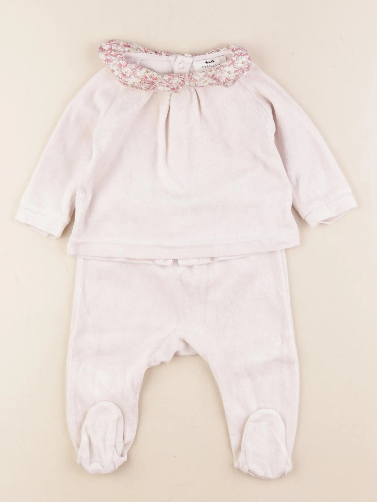 Cyrillus - pyjama velours rose - 6 mois