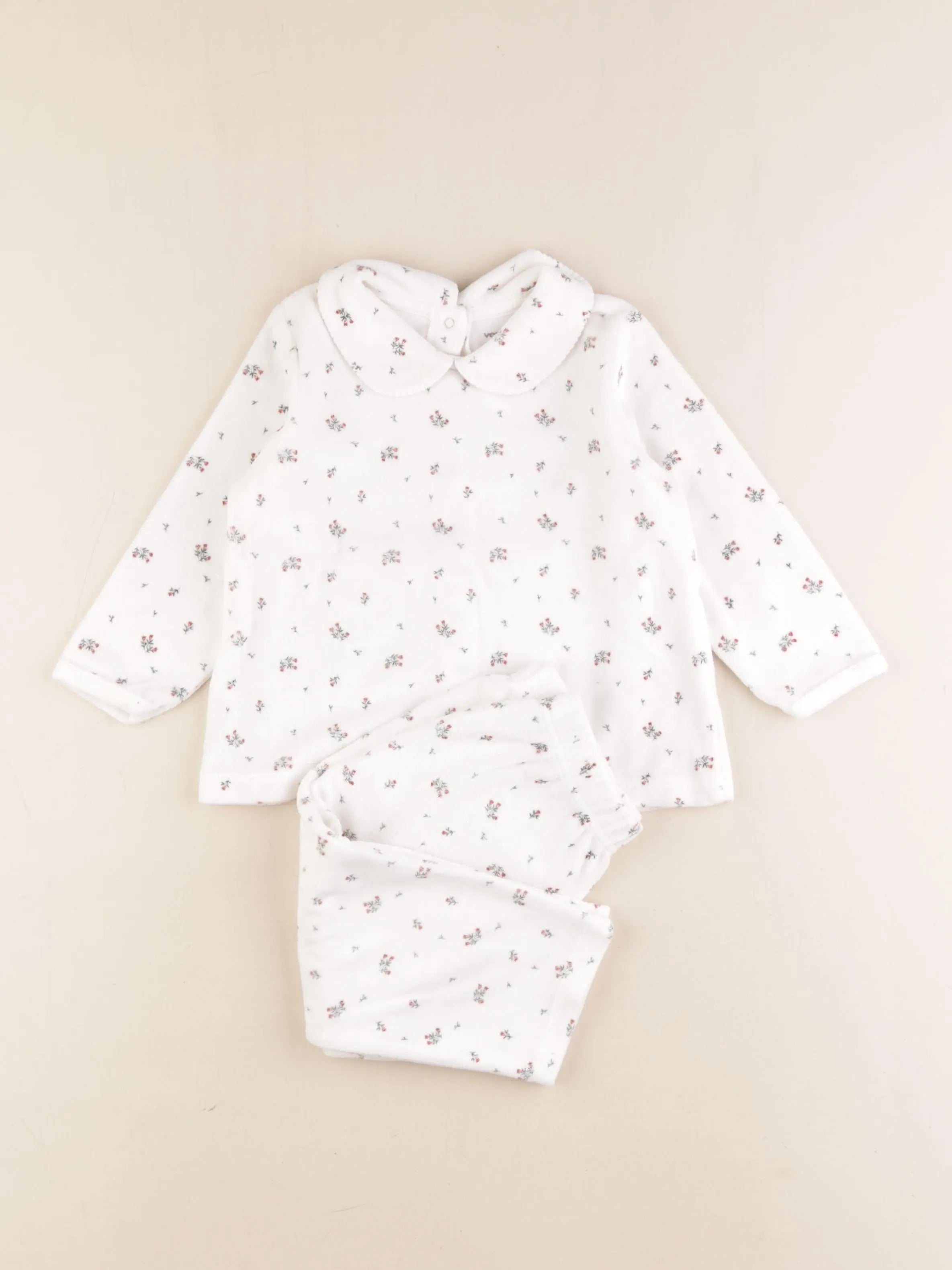 Vertbaudet - pyjama velours blanc - 2 ans