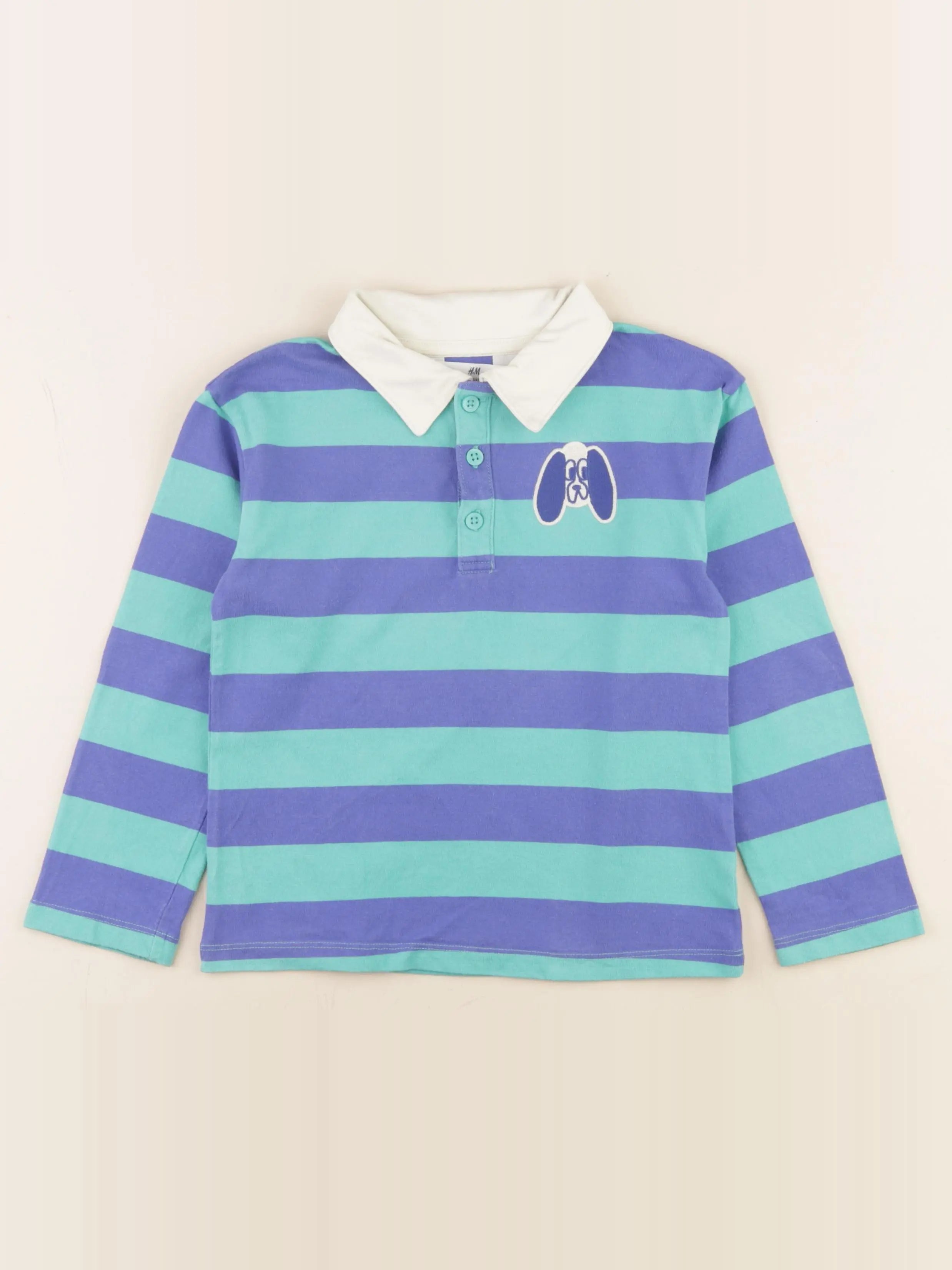 H&M - polo bleu - 4/6 ans