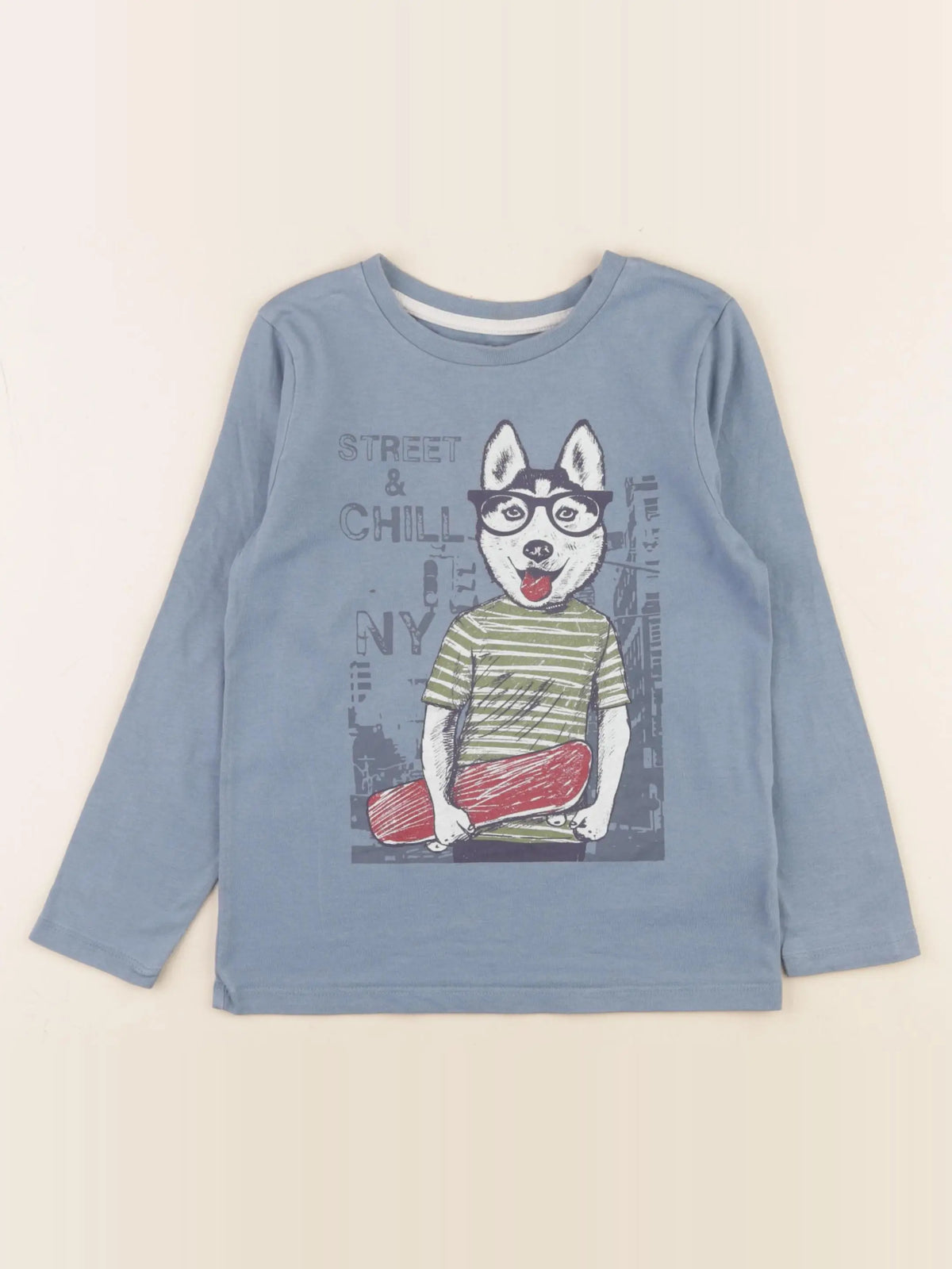 Vertbaudet - tee-shirt bleu - 6 ans