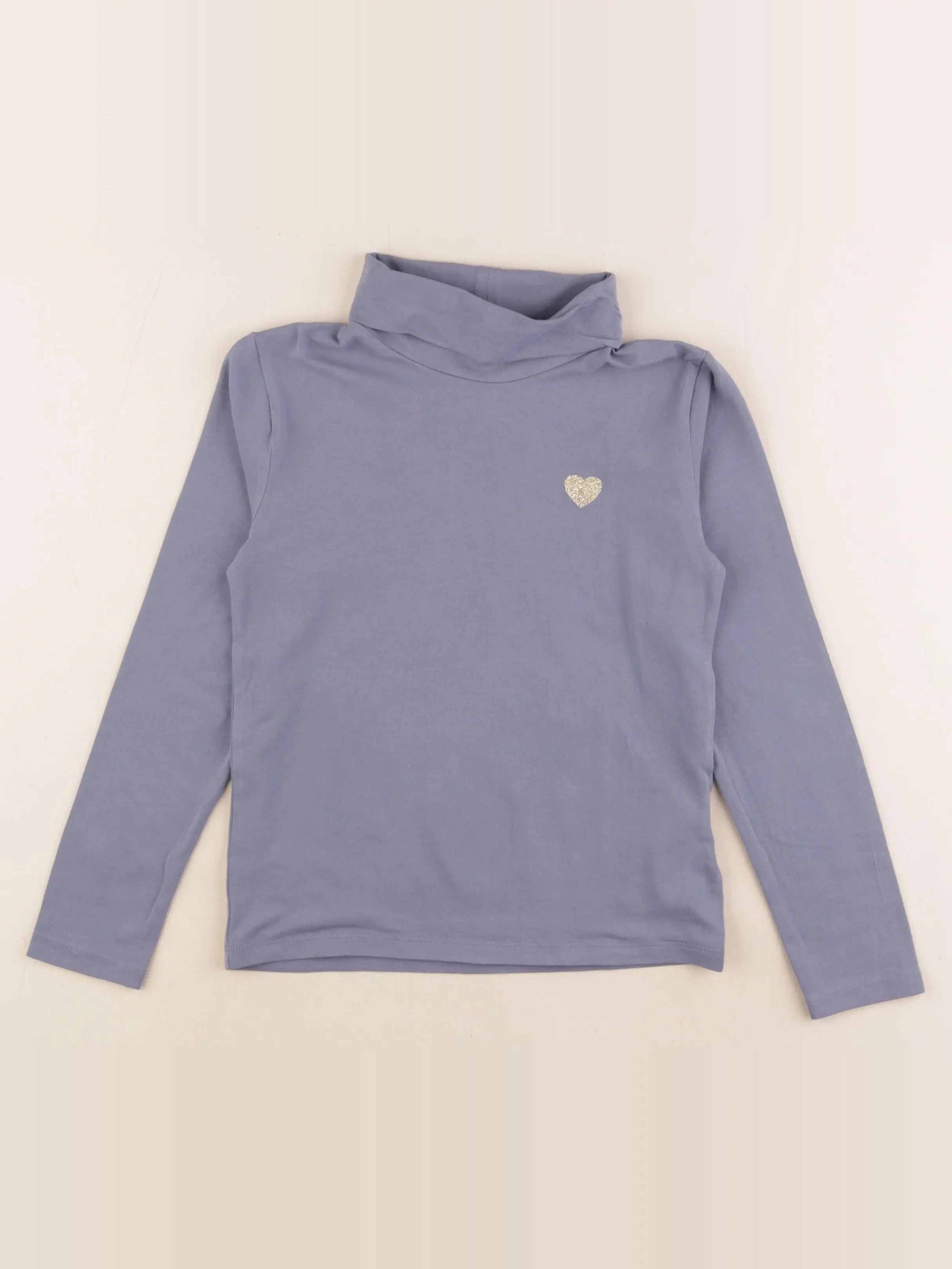 Vertbaudet - sous-pull bleu, or - 8 ans