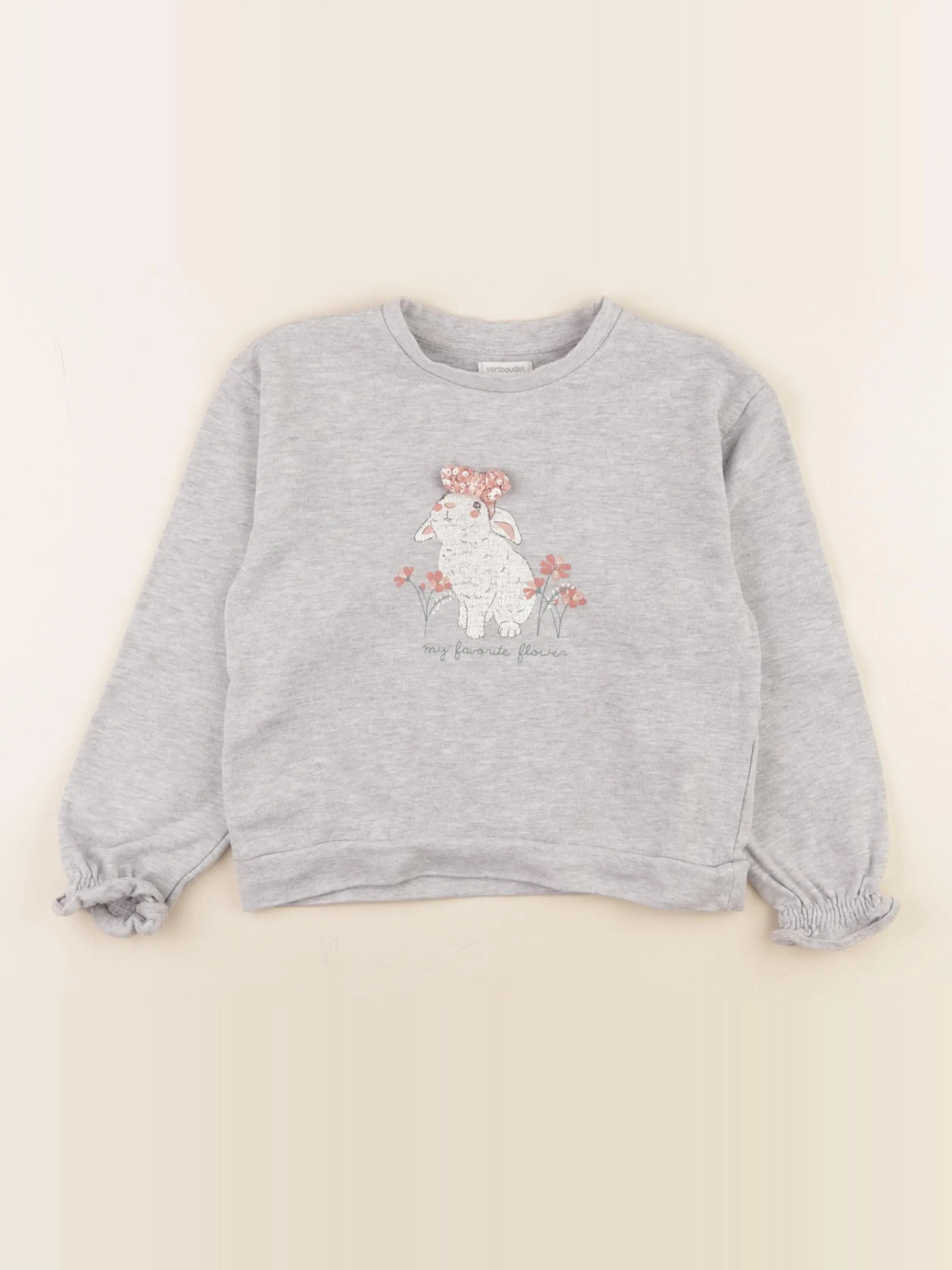 Vertbaudet - sweat gris - 8 ans