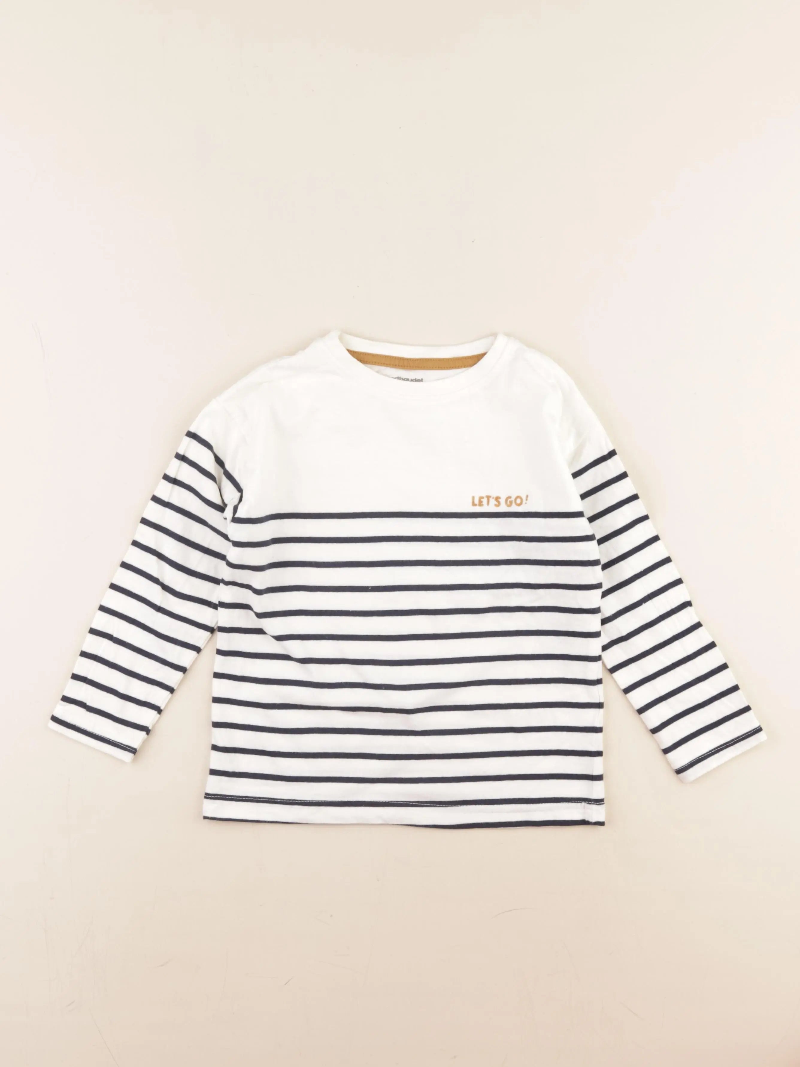 Vertbaudet - tee-shirt beige, bleu - 5 ans