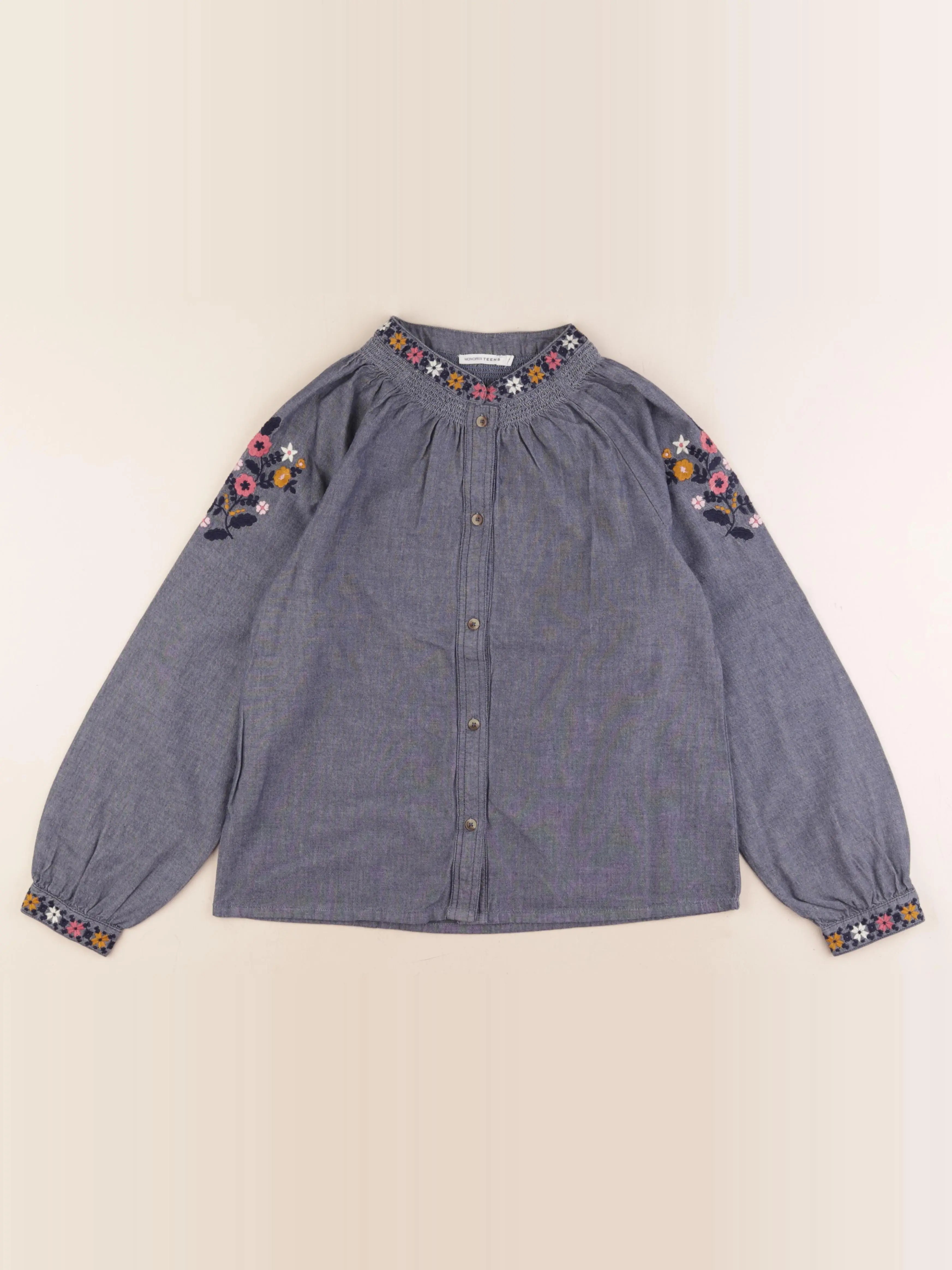Monoprix - blouse bleu - 14 ans