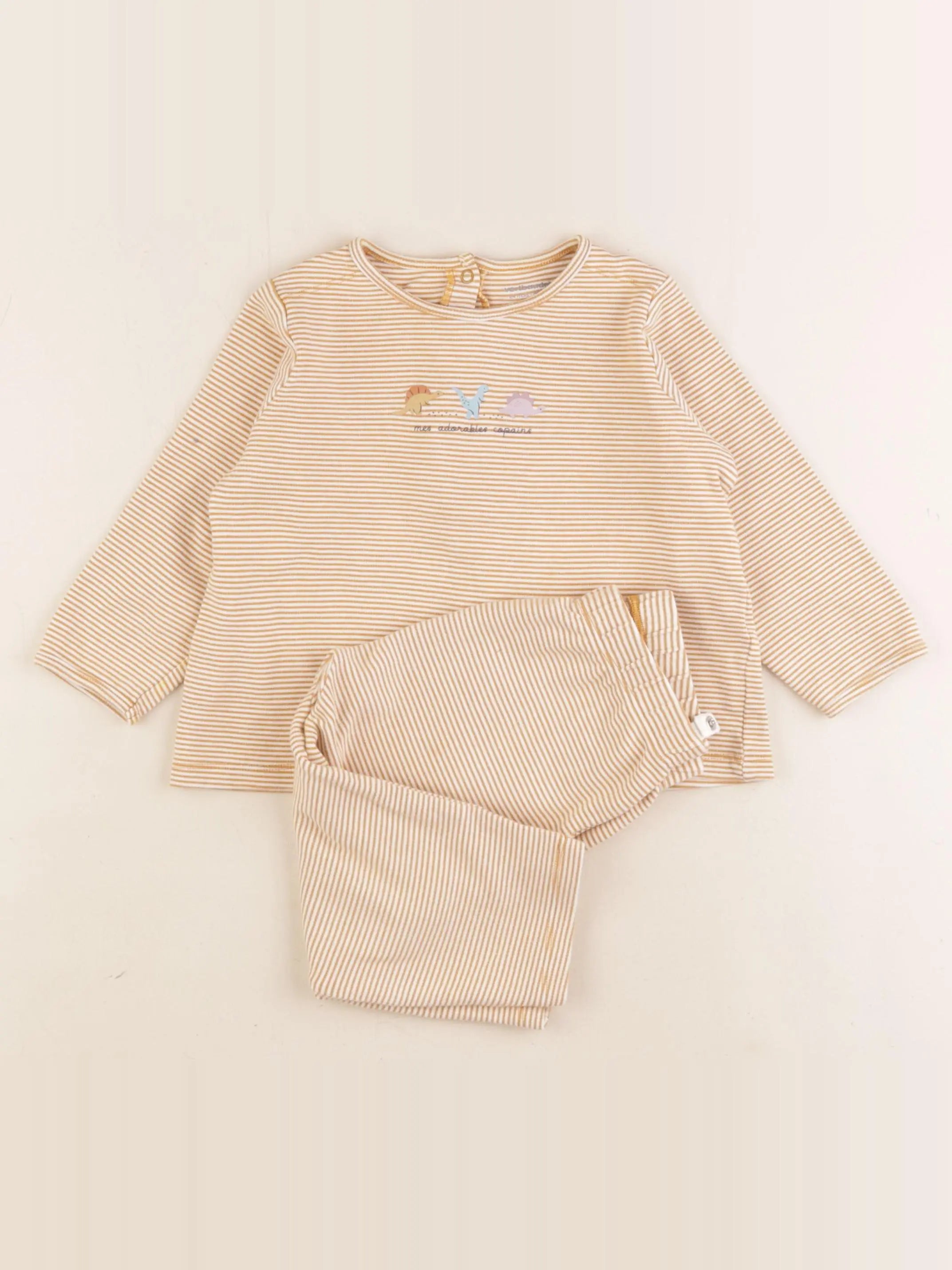 Vertbaudet - pyjama coton blanc, jaune - 2 ans