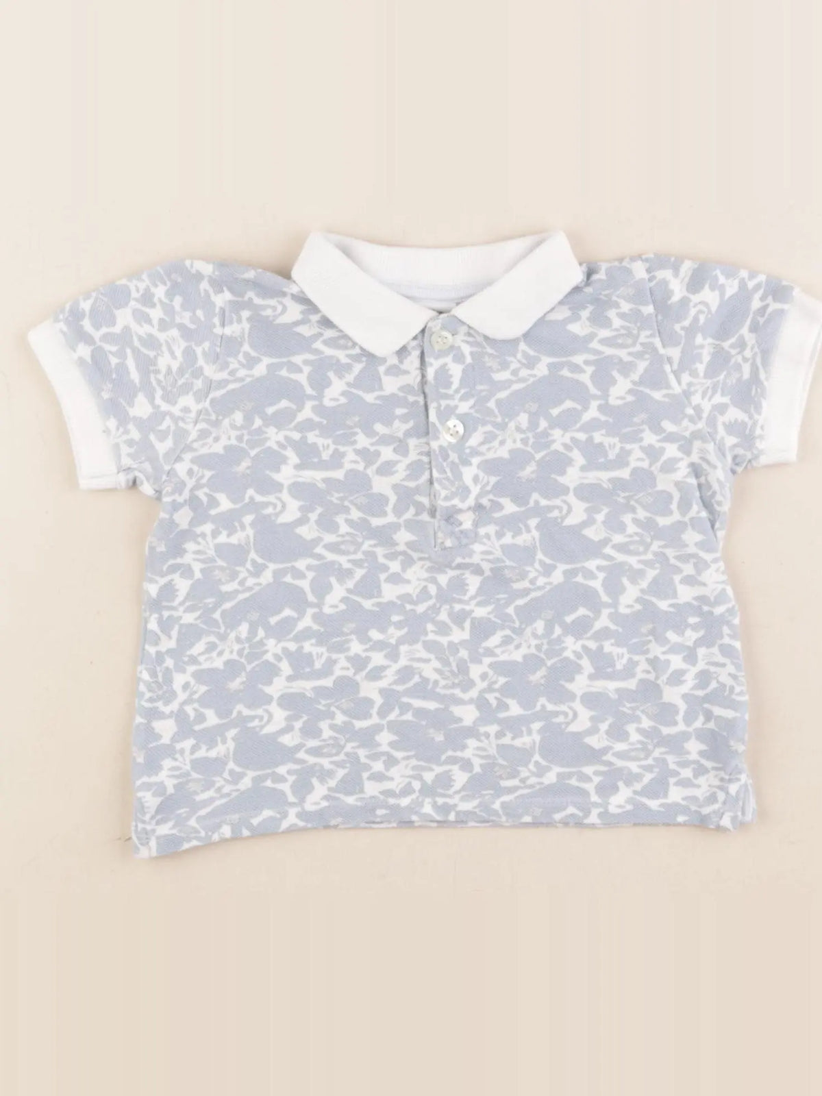 Petit Bateau - polo bleu, blanc - 12 mois