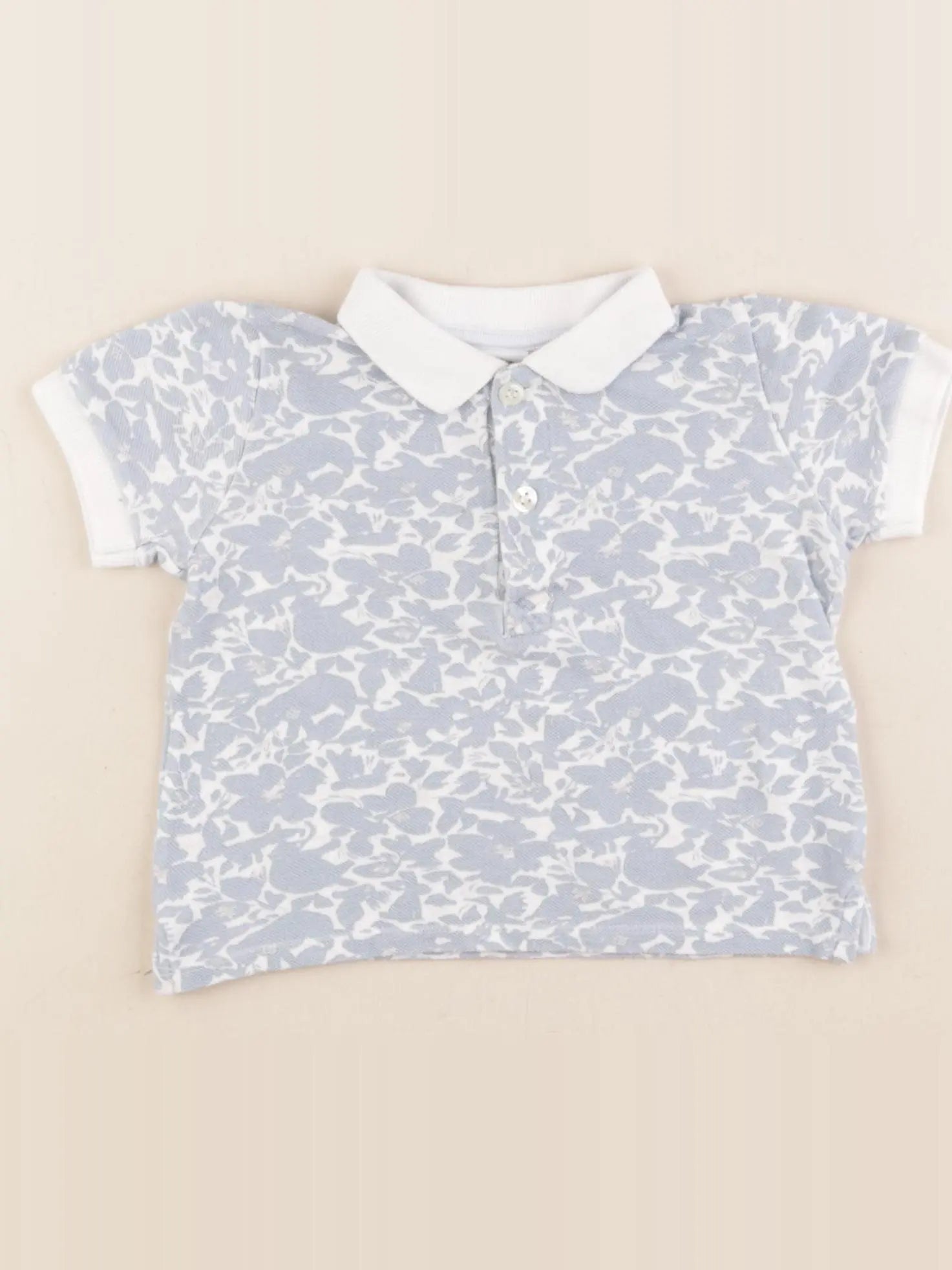 Petit Bateau - polo bleu, blanc - 12 mois