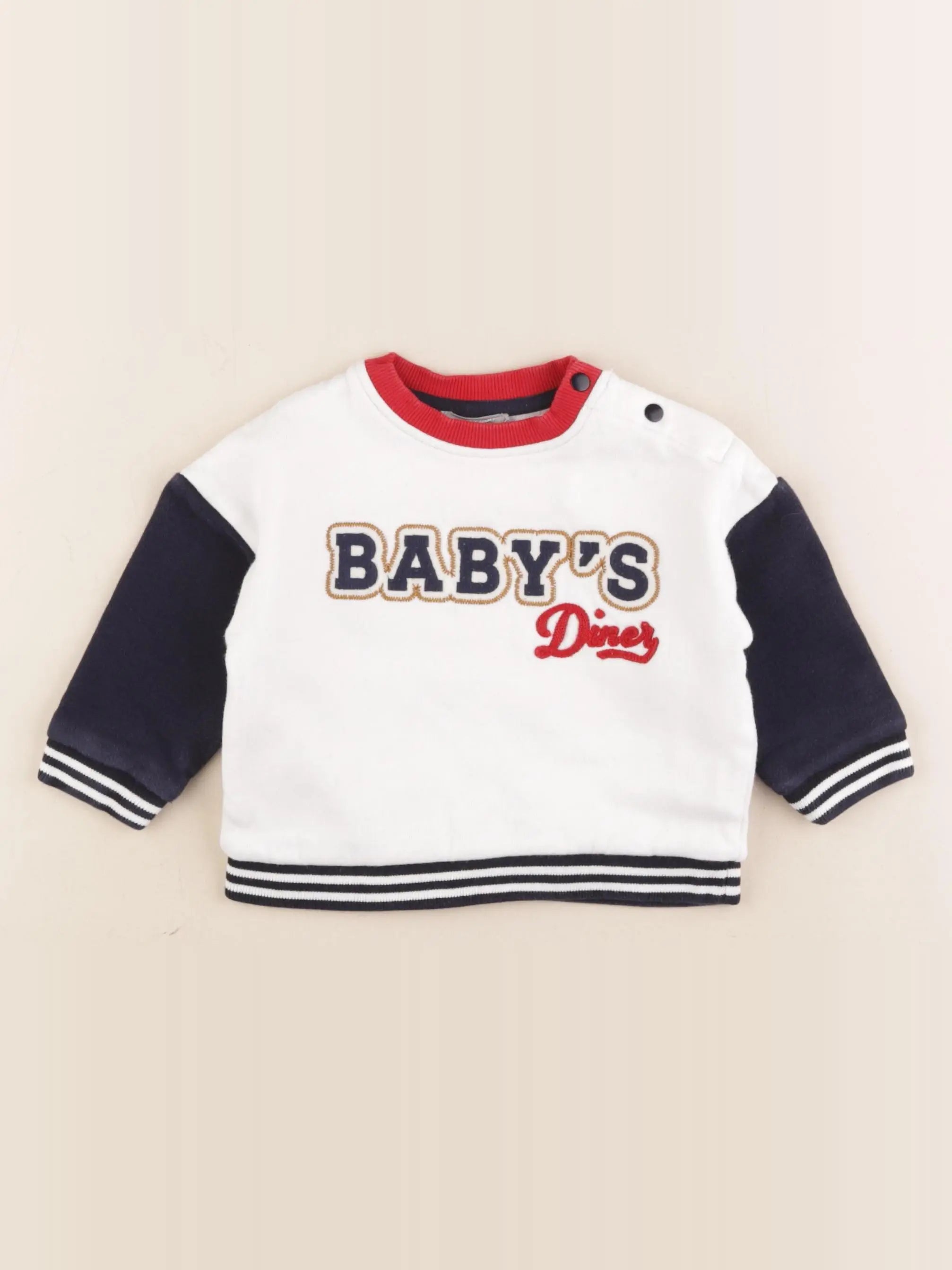 Boutchou - sweat blanc, bleu - 12 mois