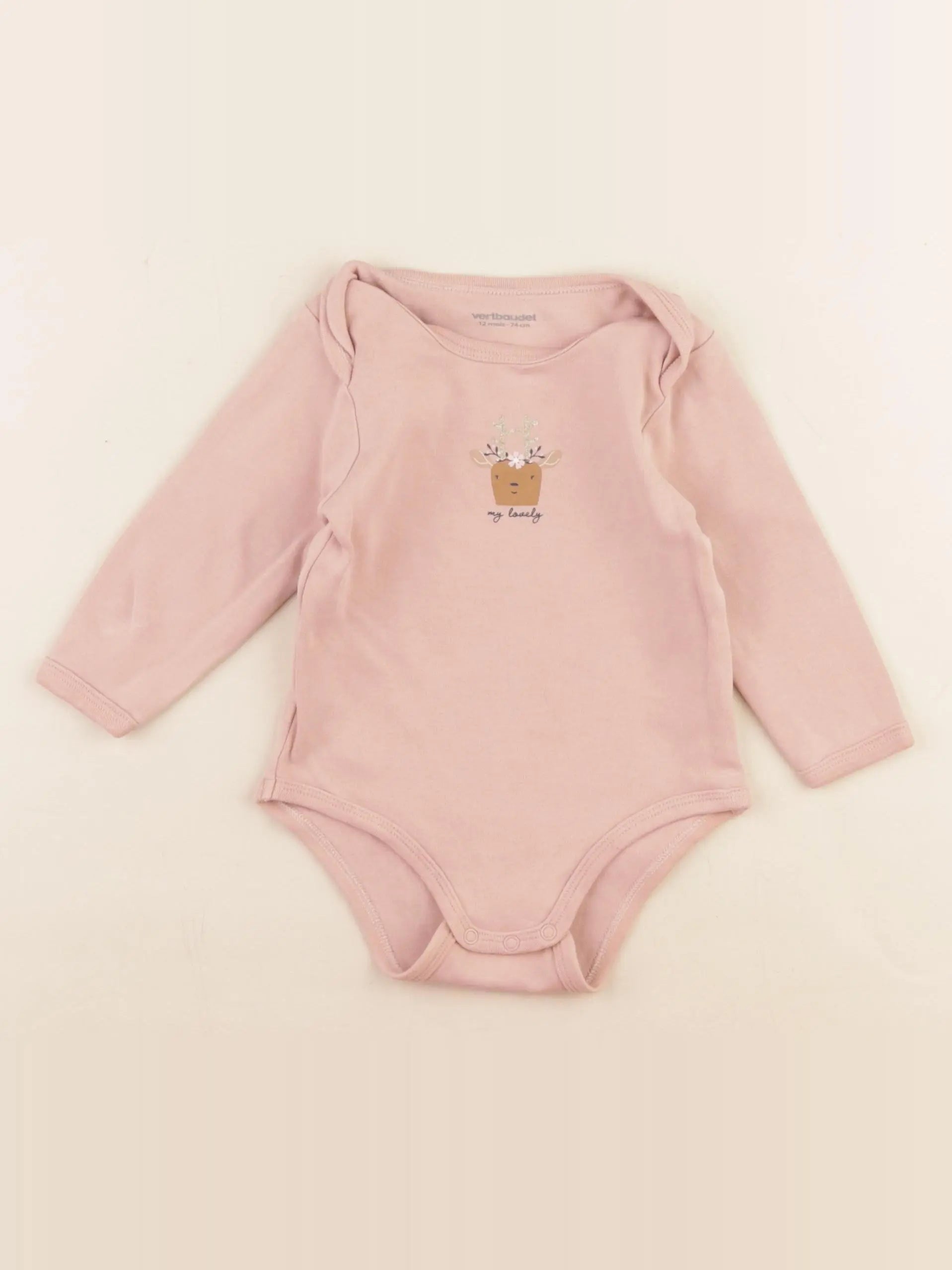 Vertbaudet - body rose - 12 mois