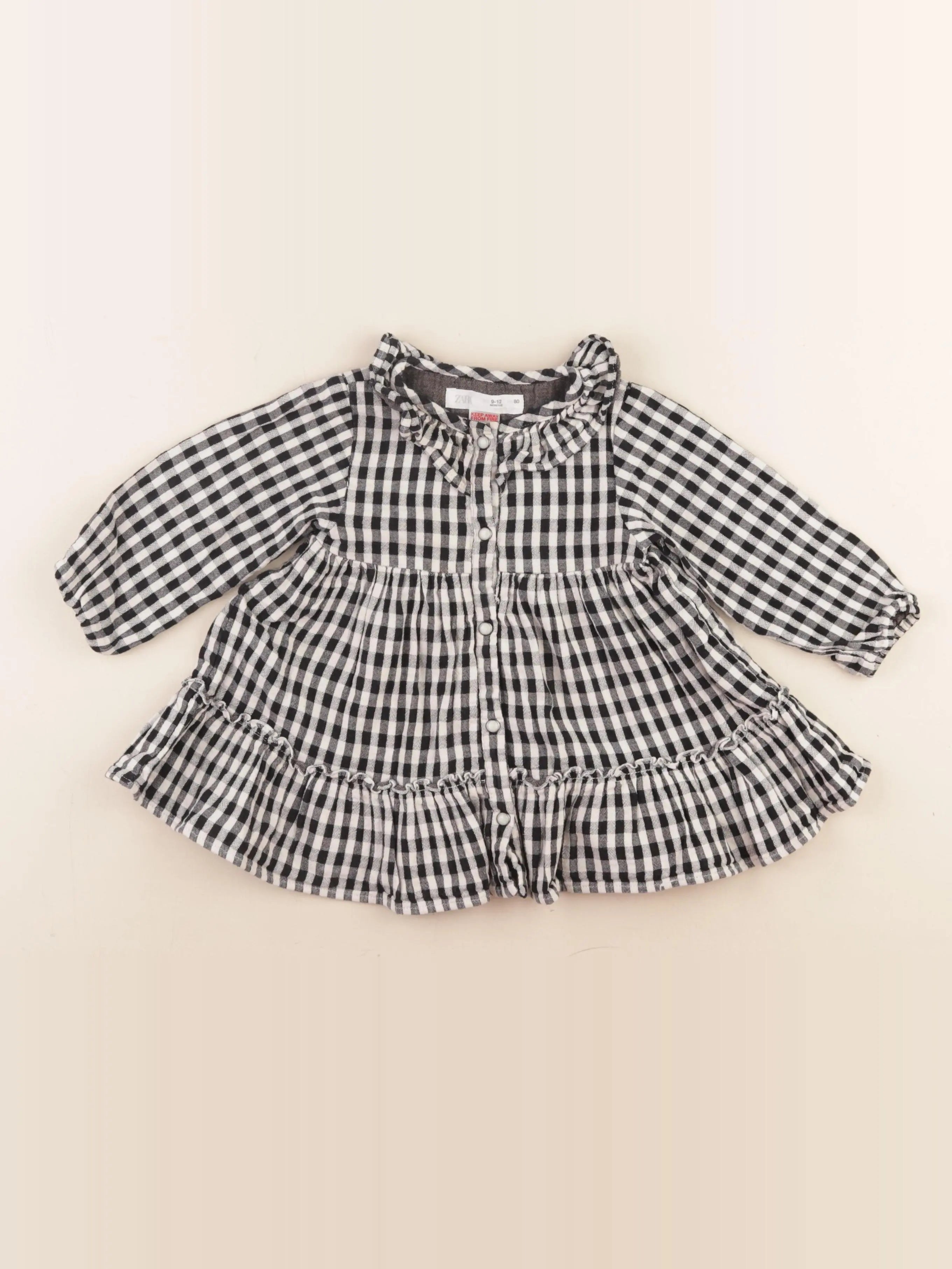 Zara - robe noir, blanc - 9/12 mois