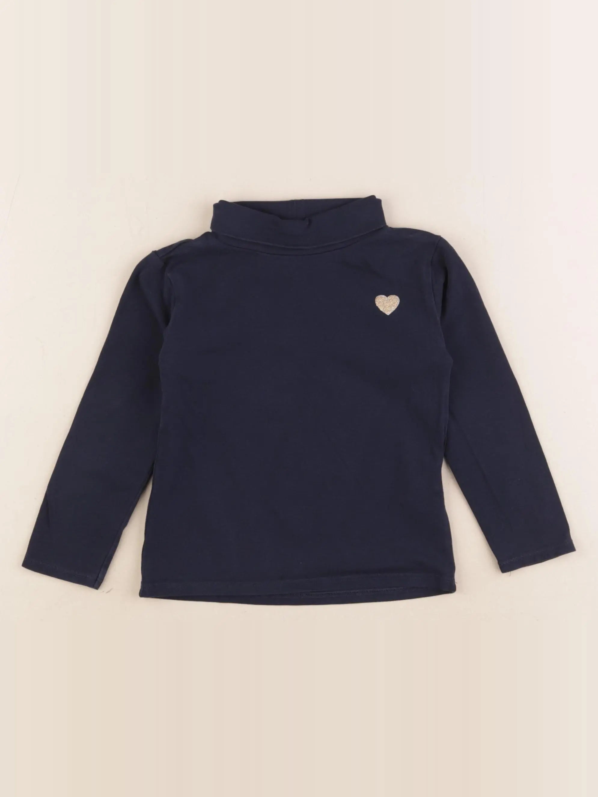 Vertbaudet - sous-pull bleu, or - 2 ans