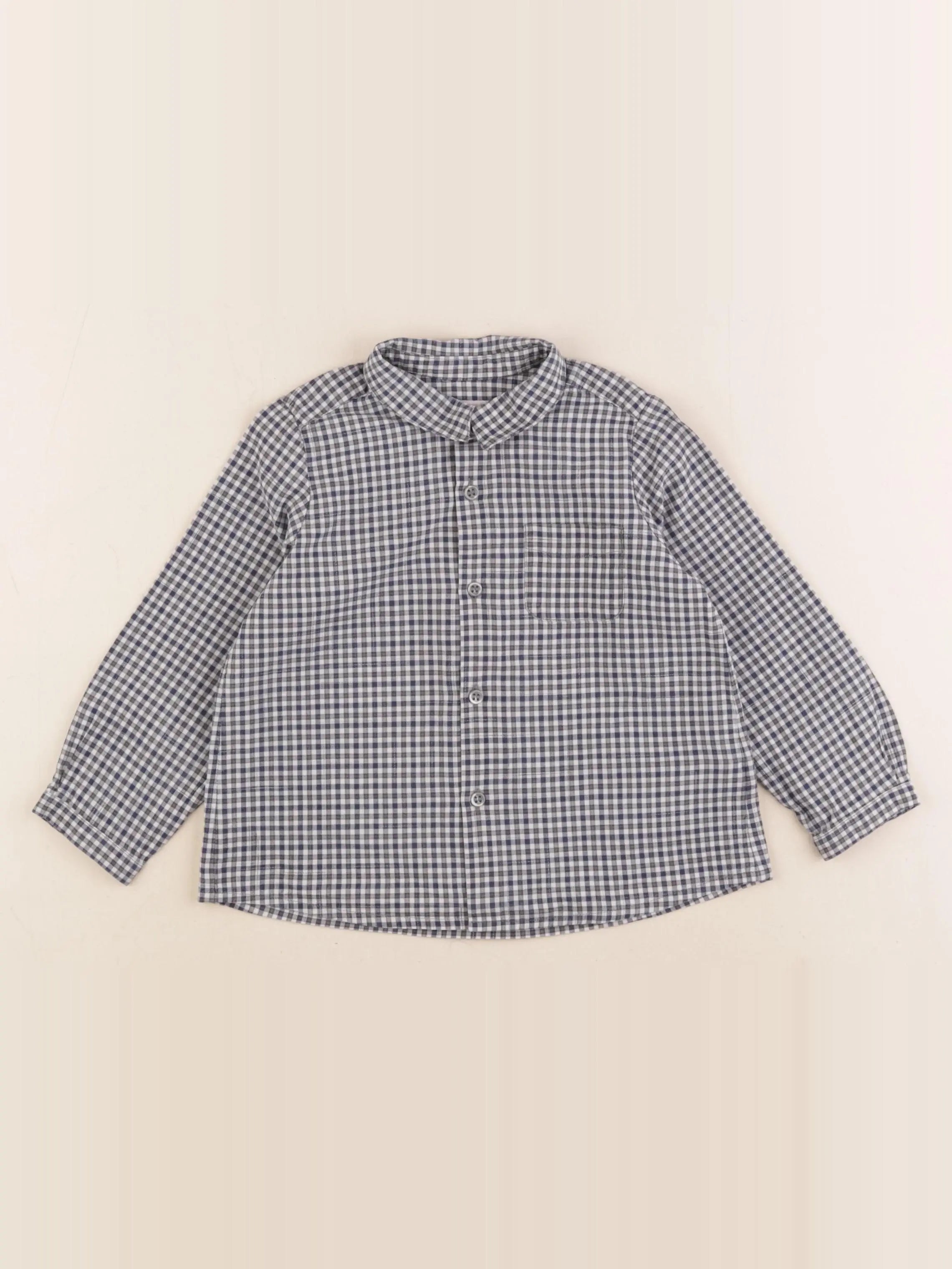 Bonpoint - chemise gris, bleu - 2 ans