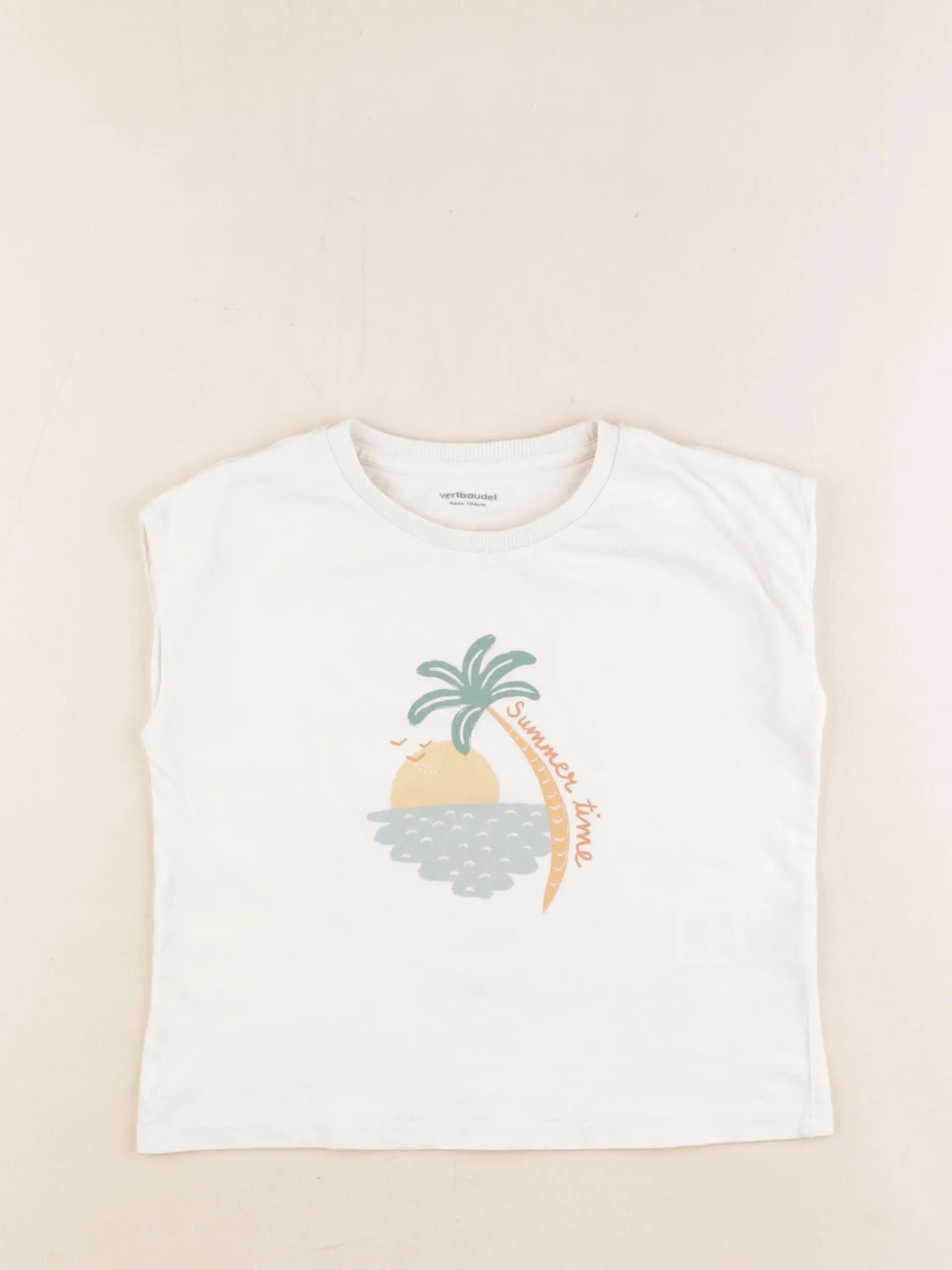 Vertbaudet - tee-shirt beige - 4 ans