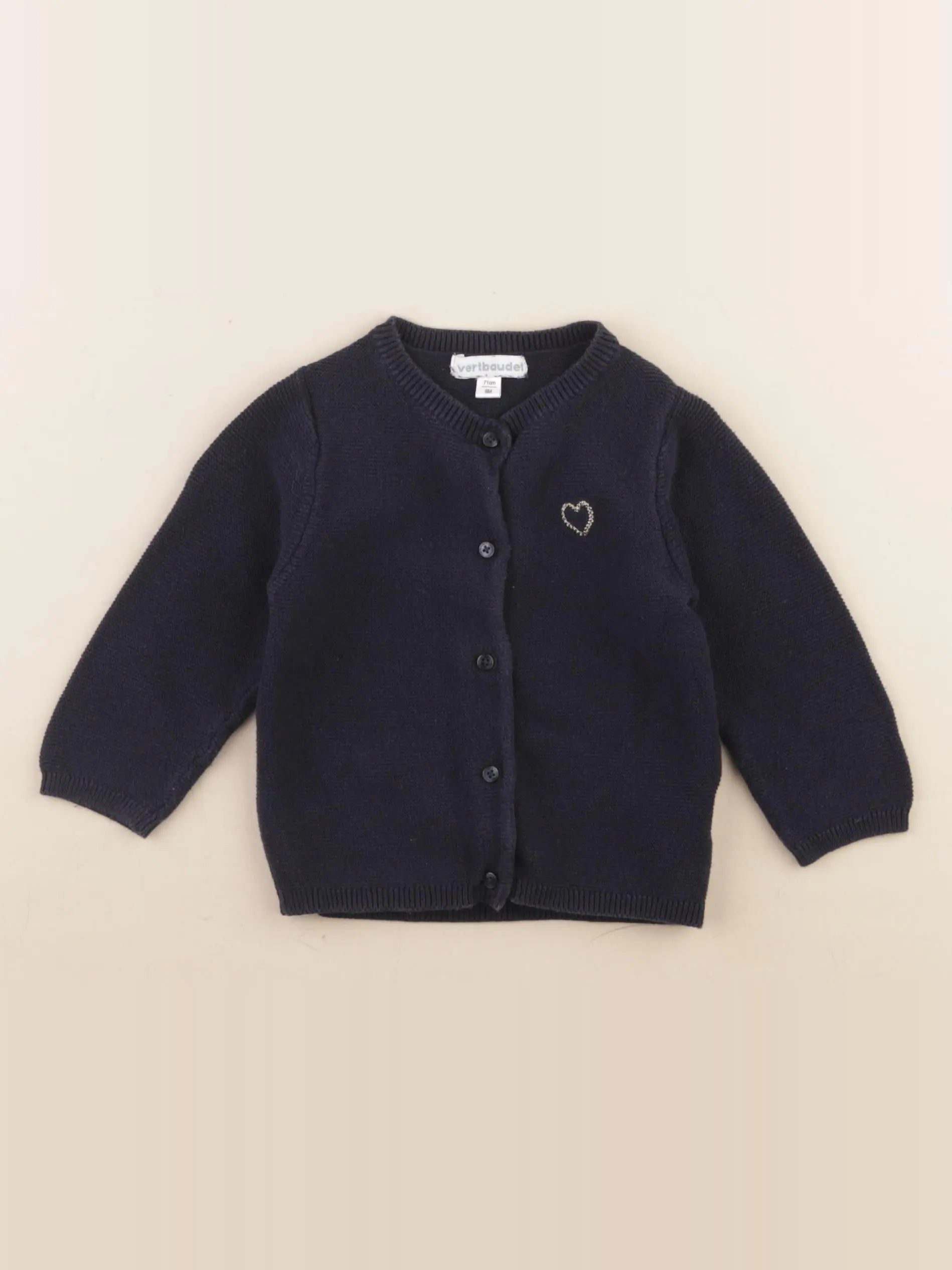 Vertbaudet - gilet bleu - 9 mois