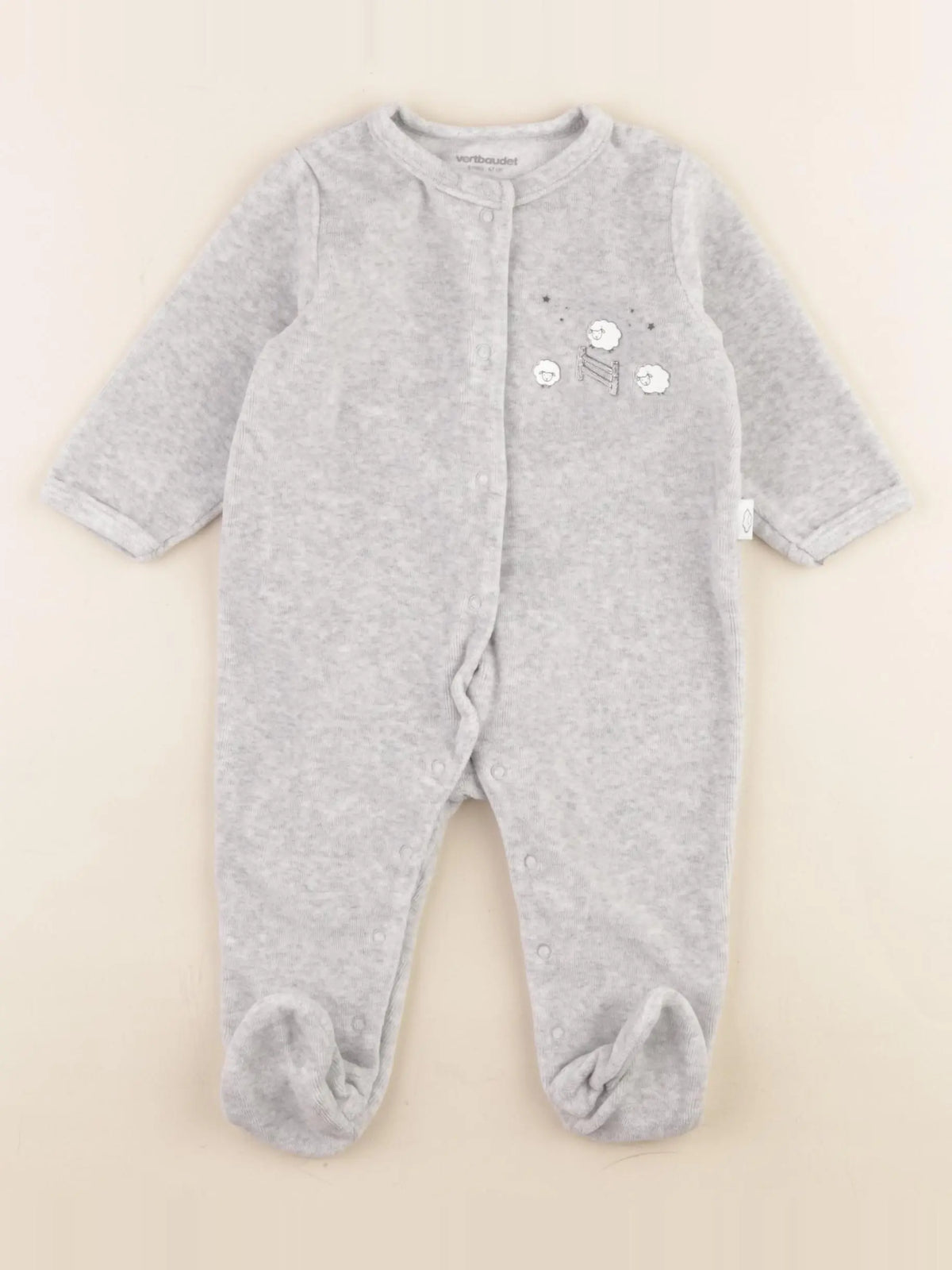 Vertbaudet - pyjama velours gris - 6 mois