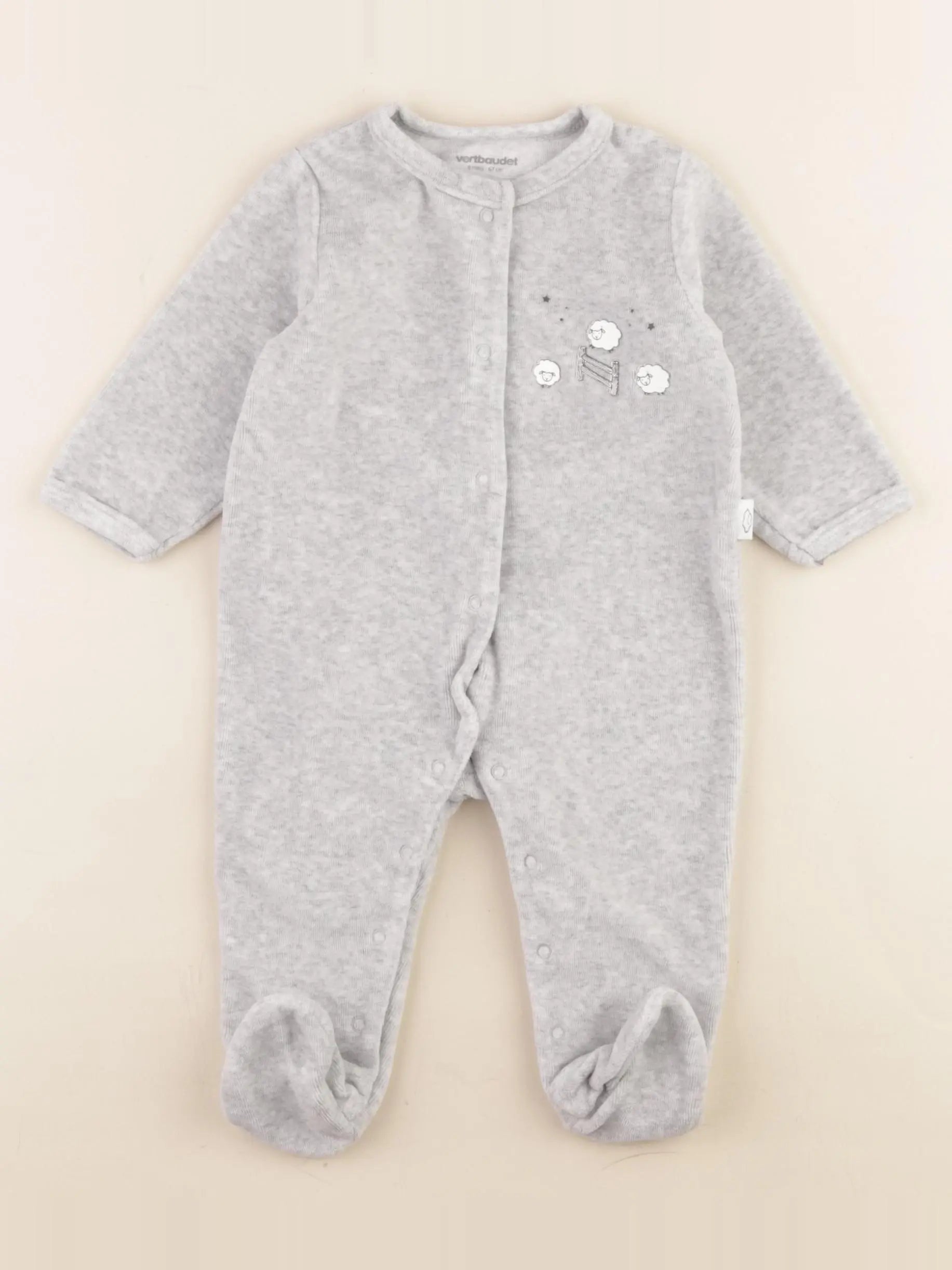 Vertbaudet - pyjama velours gris - 6 mois