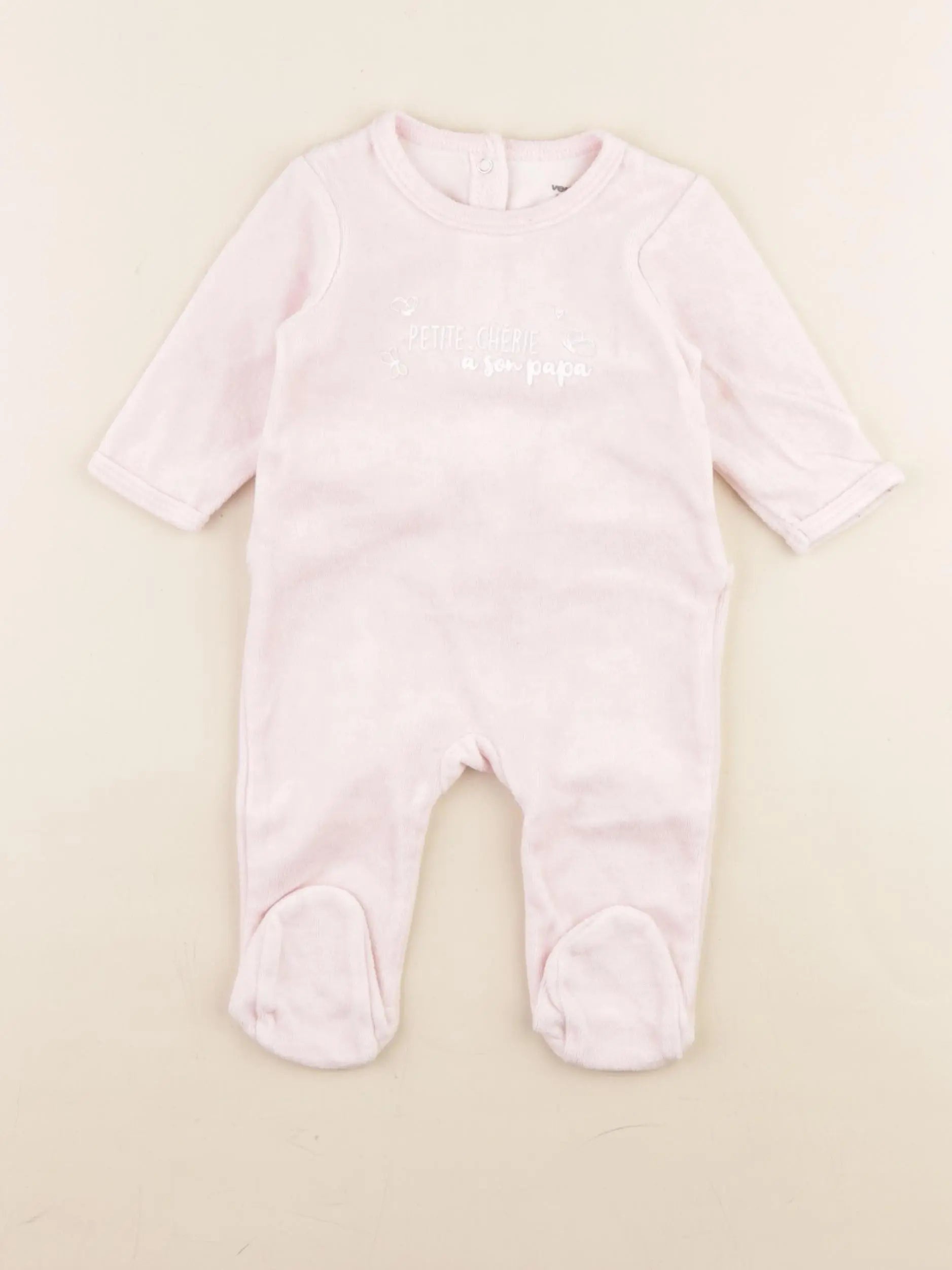 Vertbaudet - pyjama velours rose - 3 mois
