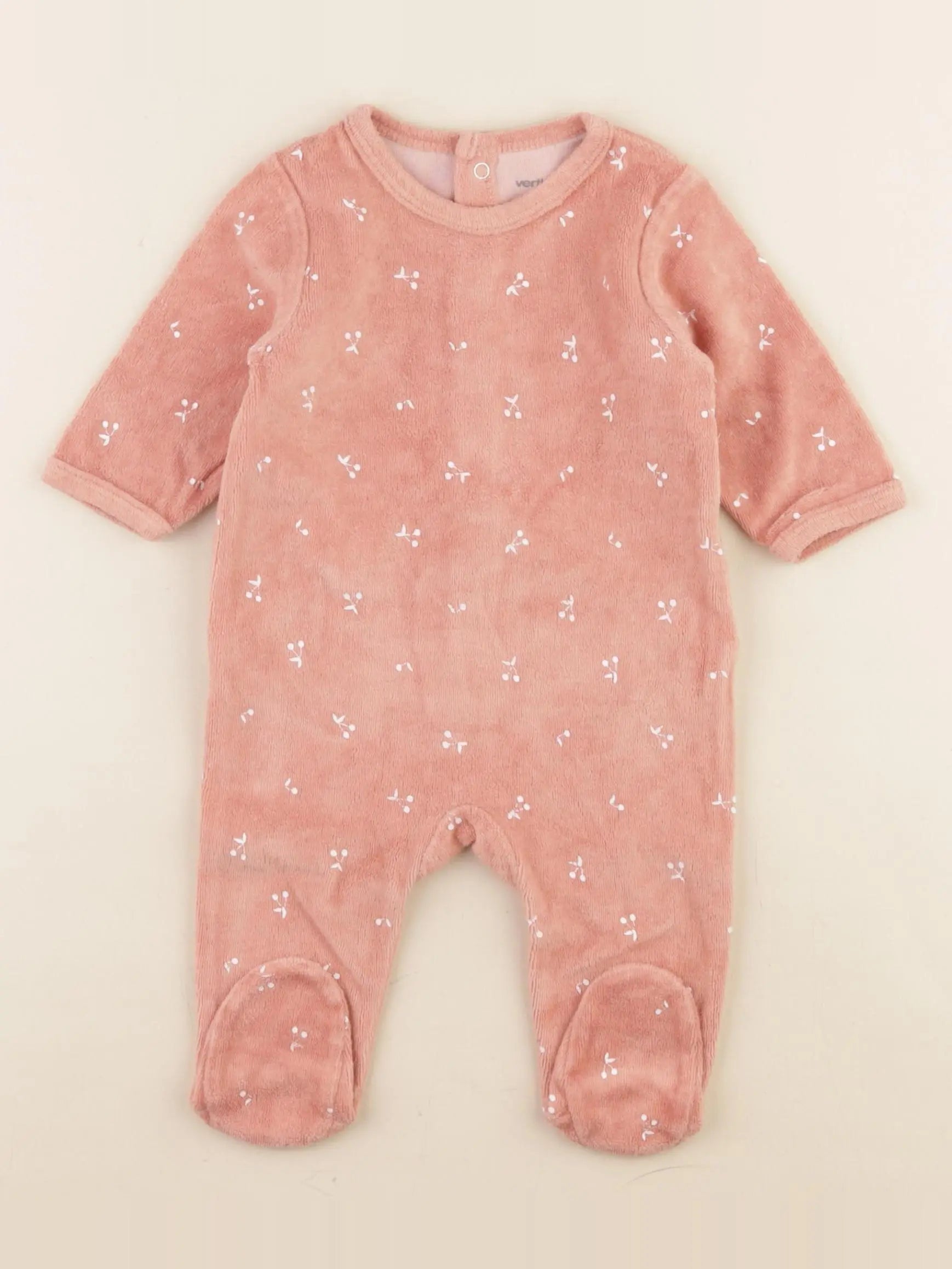 Vertbaudet - pyjama velours rose - 3 mois
