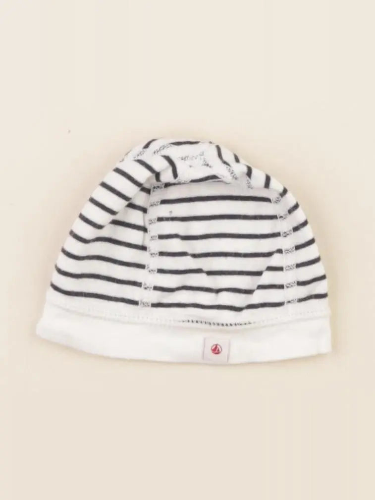 Petit Bateau - bonnet de naissance blanc, bleu - 1 mois