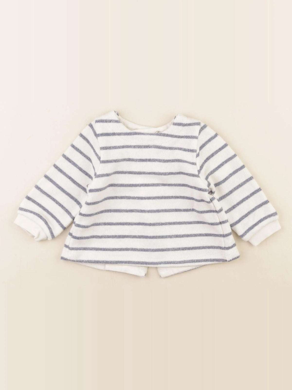 Boutchou - pull blanc, bleu - 6 mois