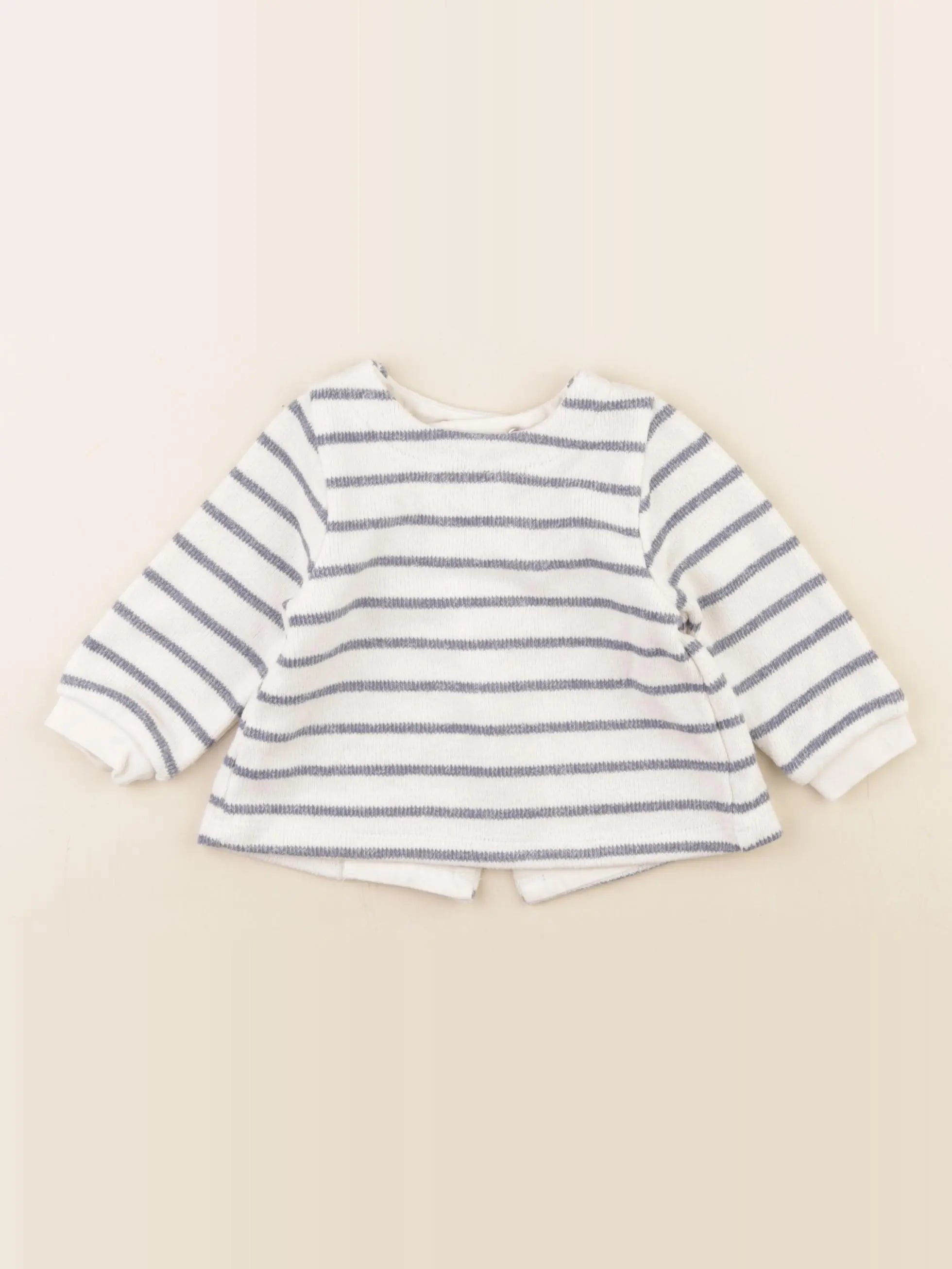 Boutchou - pull blanc, bleu - 6 mois