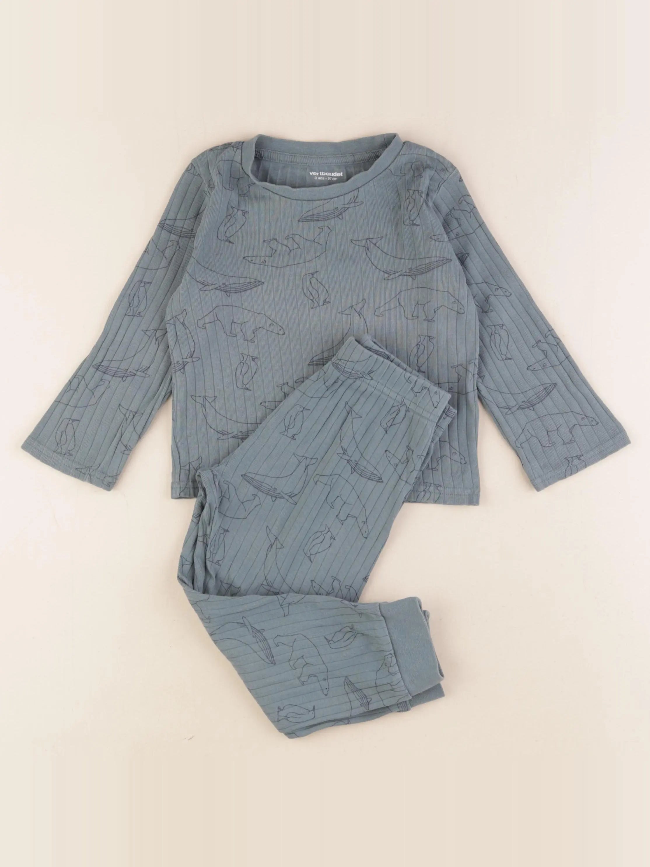 Vertbaudet - pyjama coton vert - 3 ans